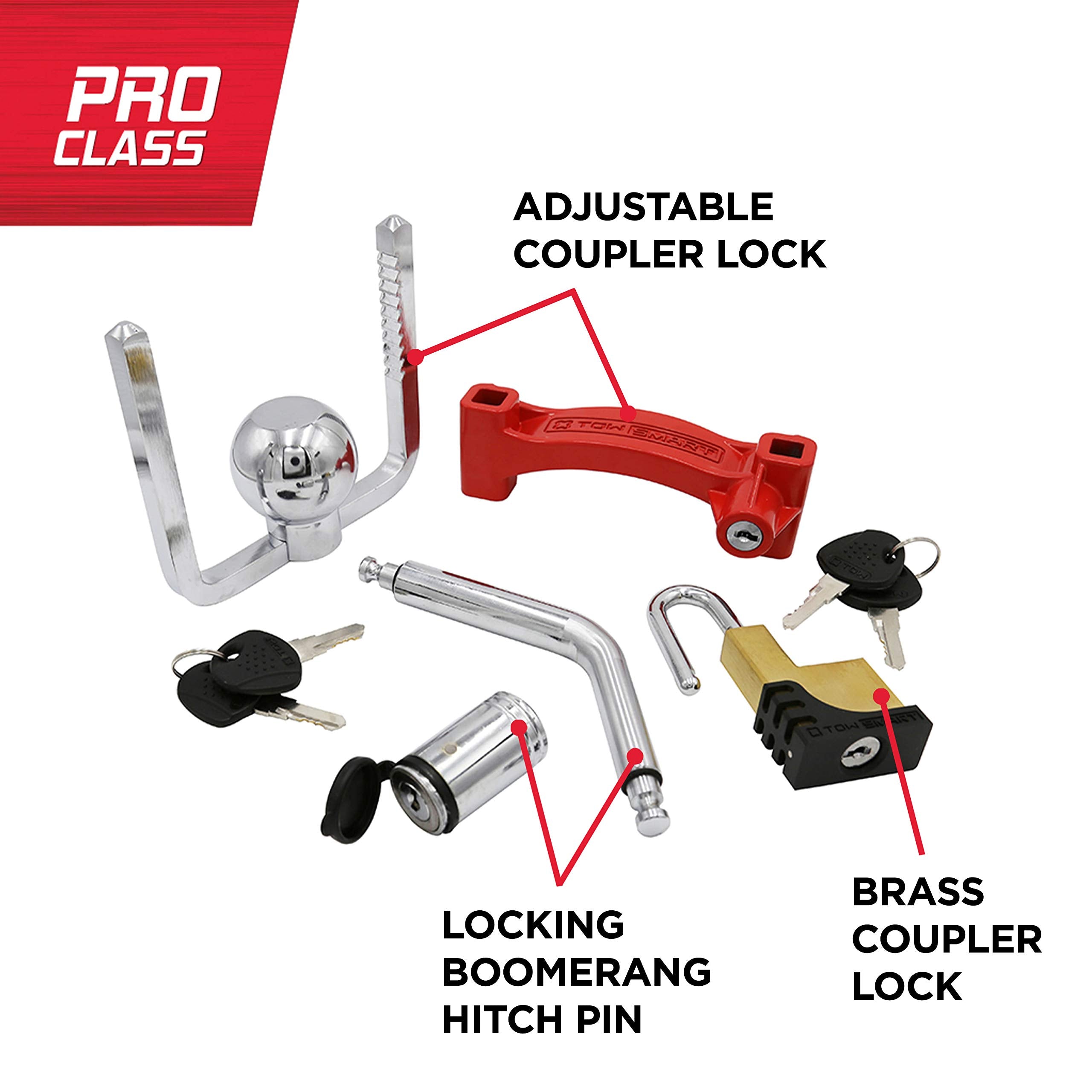 Coupler TOWSMART Anti-Theft Lock Kit, 1/2 in. and 5/8 in. Diameter Pin, Fits 1-1/4 in. and 2 in. receivers