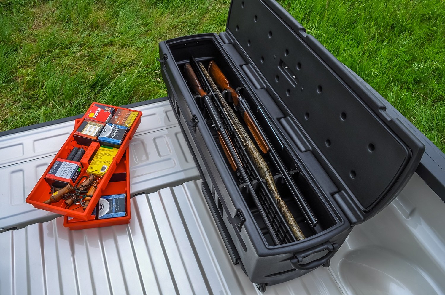 Black DU-HA Tote, Truck Storage Box | Heavy-Duty, Portable Rolling Tool Box or Gun Case for SUV's, Vans, Pickup Trucks, and More | 53 in x 15 in x 15 in | Includes Dividers | No Slide Bracket | 70103