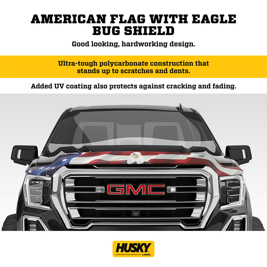 Husky Liners American Flag Hood Protector w/ Fits 1997-2003 Ford F-150; 1997-1999 F-250; 1997-2002 Ford Expedition, High Profile/Bug Shield - 1 pc., Multi-Colored-USA | 2818513