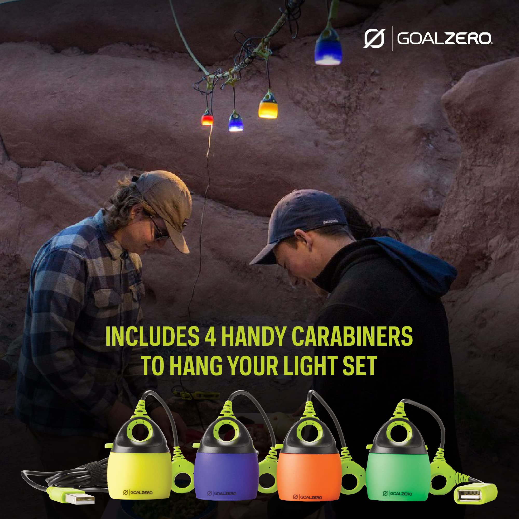 Goal Zero Mini Light-A-Life Chainable LED Lights, 4 Pack, with Color Shades