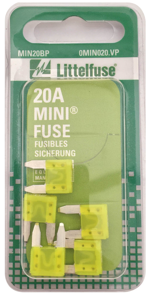 MIN20BP Littelfuse MINI 297 Series Fast-Acting Automotive Blade Fuse - Pack of 5