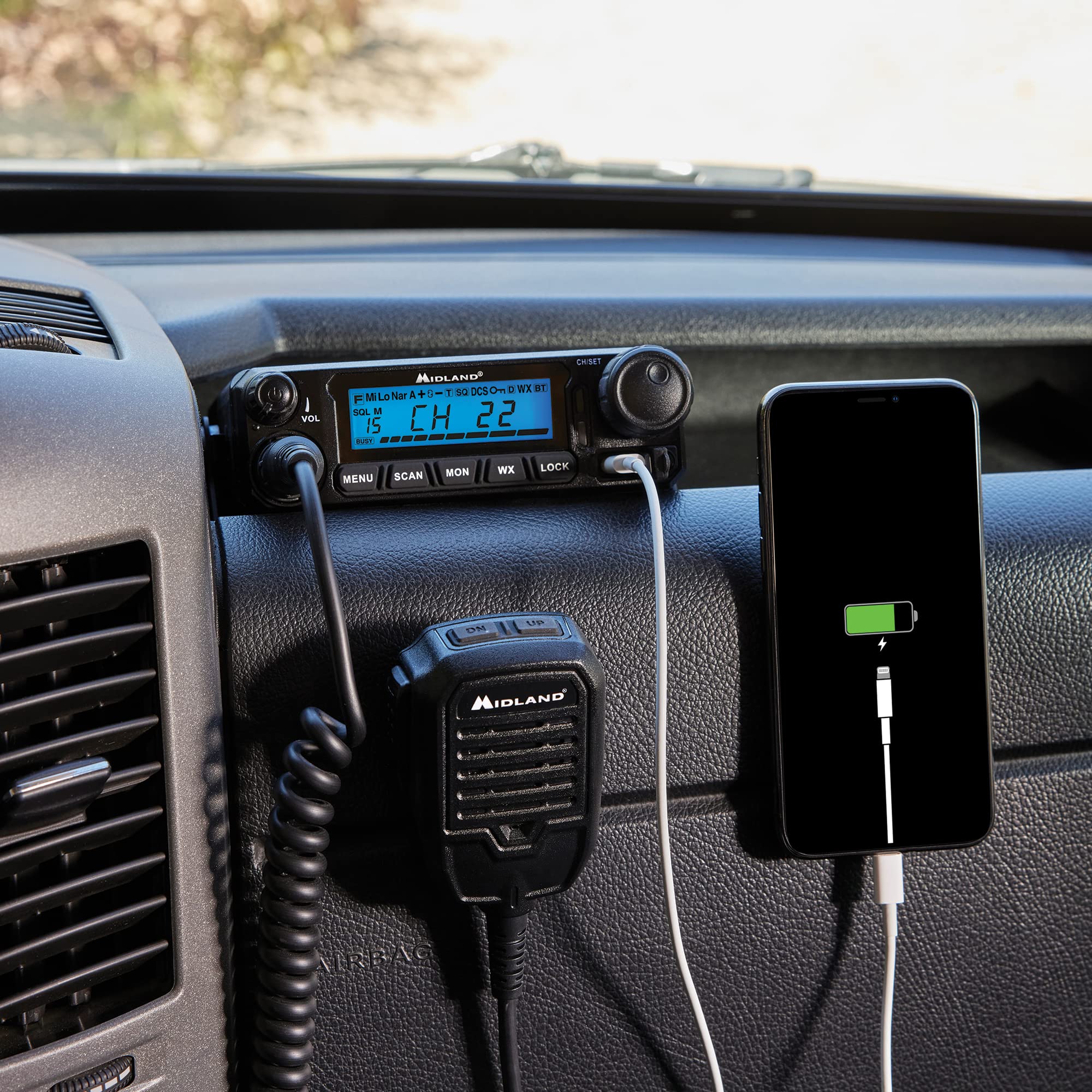 Midland 50-Watt MXT500 GMRS Mobile Radio - for Farms, Ranches, Overlanding, Trails, and Off-Roading - 8 Repeater Channels, Compact Design, External Magnetic Mount, 2.1dB Unity Gain Antenna