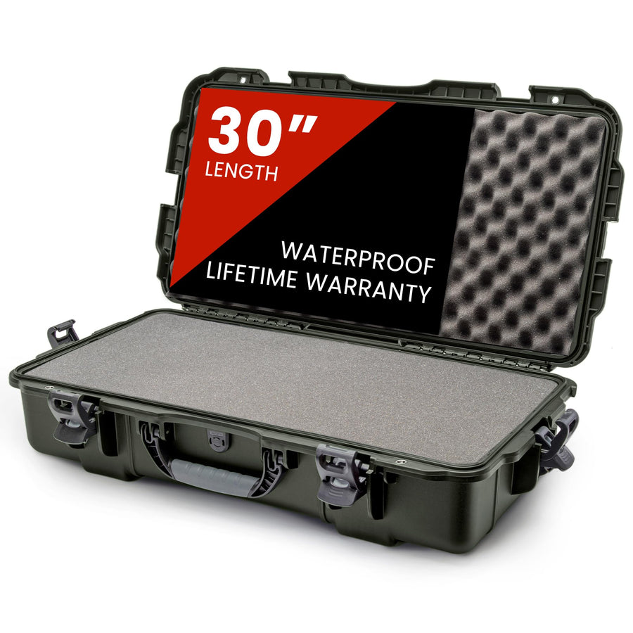 NANUK 980 Hard Case with Customizable Cubed Foam 30” IP67 Waterproof & Crushproof, Rugged Construction for Ultimate Protection, Made in North America – Olive (29.9” x 16.2” x 7.3”)