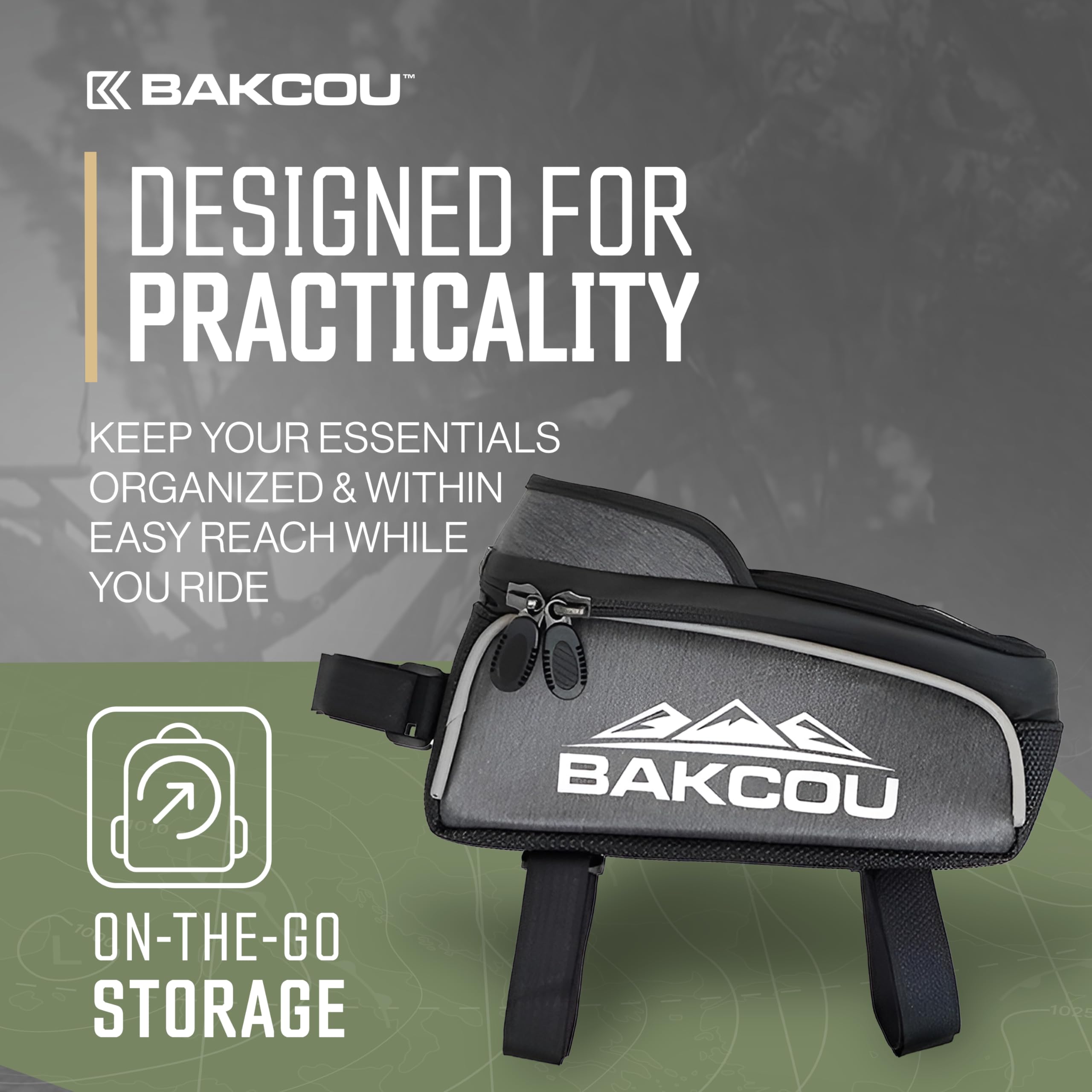 Bakcou - Phone Bag Bike with Clear Top Pouch - Weather-Resistant Cycling Case for Phones, Keys, Tools - Dual-Purpose Design for Convenient