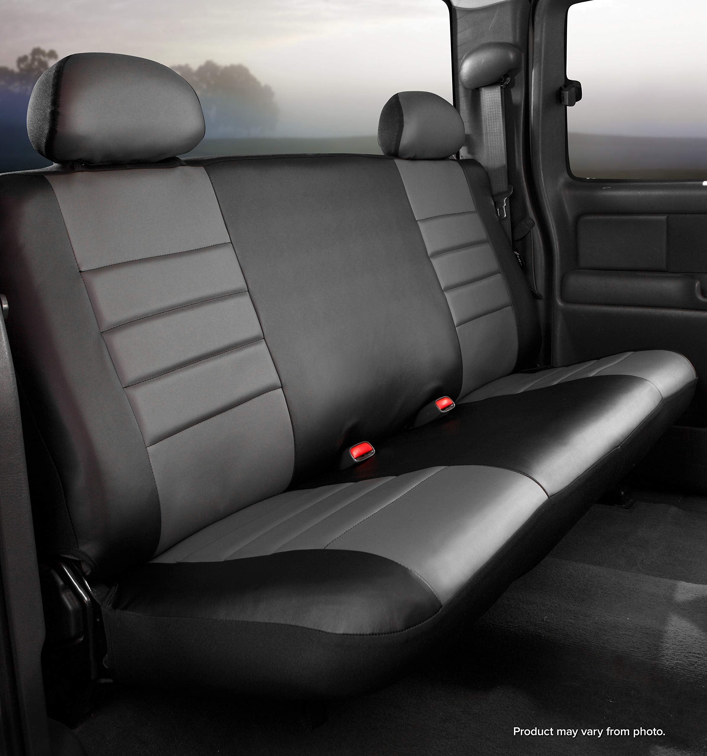 Custom Fit FIA SL62-95 GRAY Rear Seat Cover Bench Seat - Leatherette (Black w/Gray Center Panel)