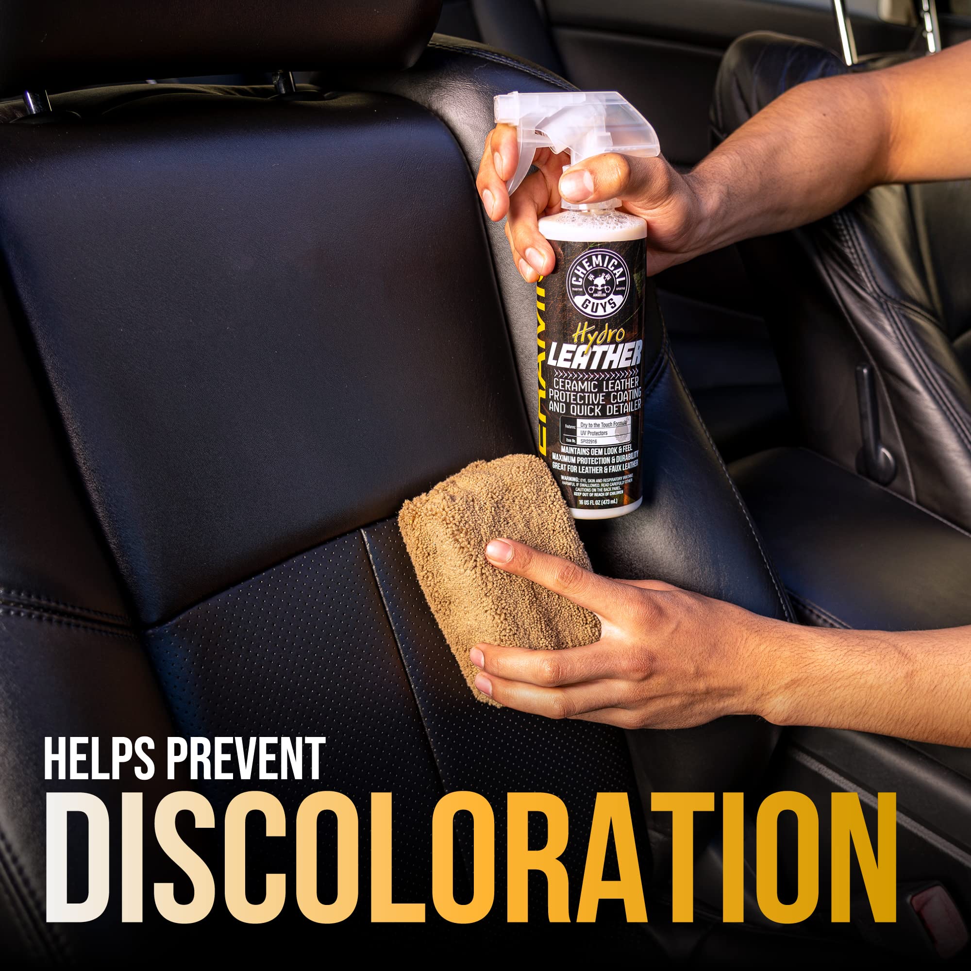 Chemical Guys HydroLeather SPI22916 Ceramic Leather Protective Coating for Car Interiors, Furniture, Apparel, Boots, and More (Works on Natural, Synthetic, Pleather, Faux Leather and More) (16 fl oz)