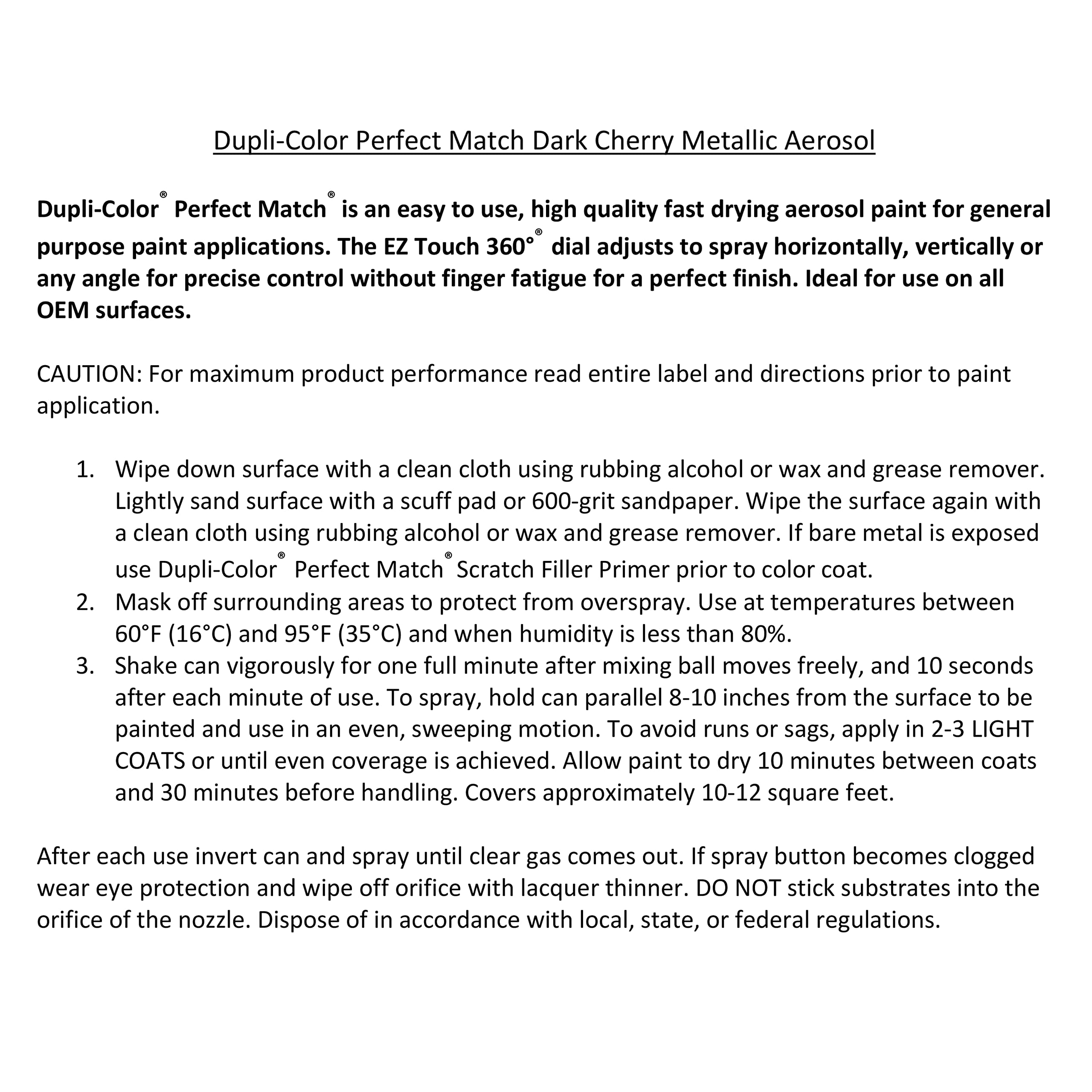 Dark Cherry Dupli-Color Perfect Match Premium Automotive Paint, 8 oz (M)