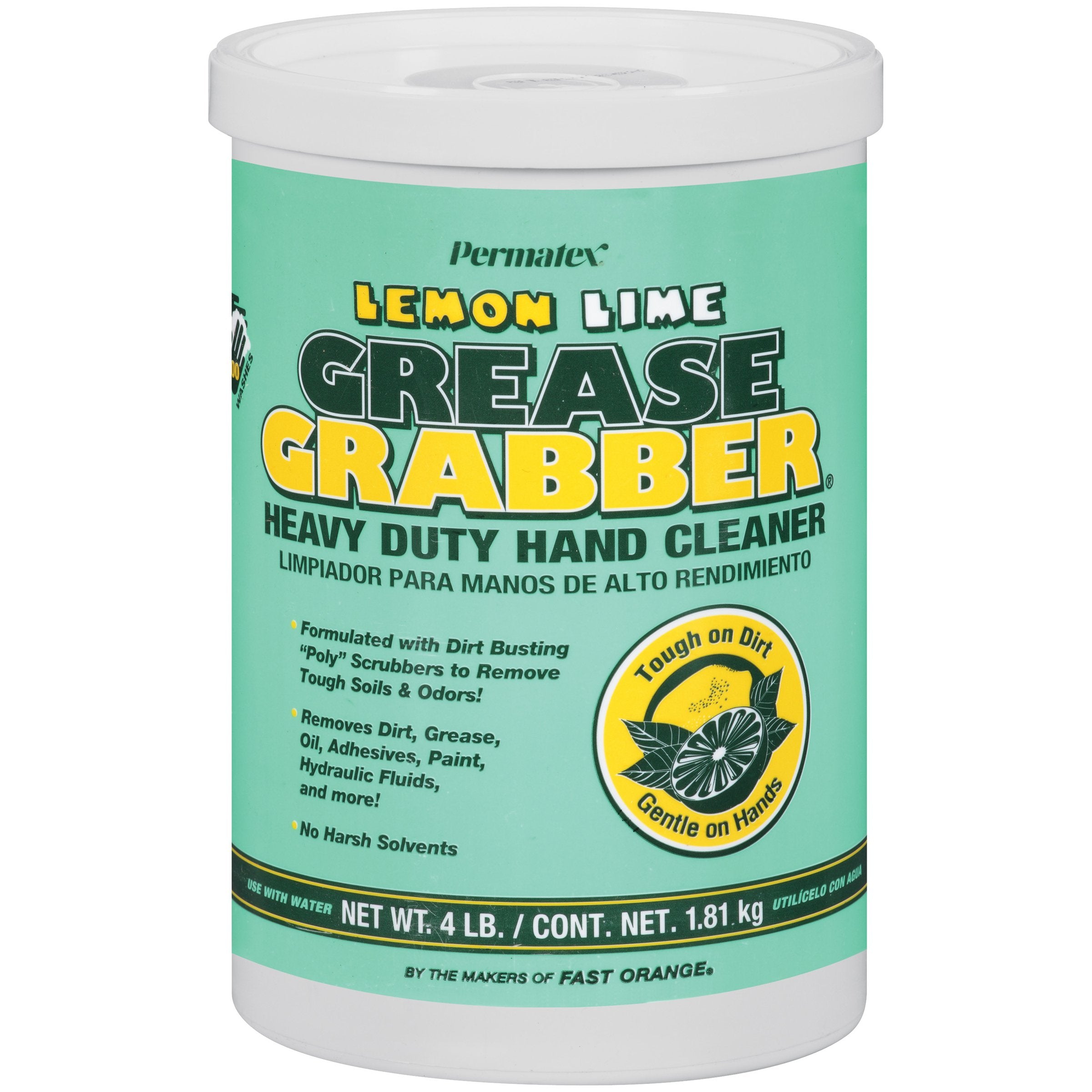 Heavy Duty Permatex 13106 Lemon Lime Grease Grabber Hand Cleaner, 4 lbs.