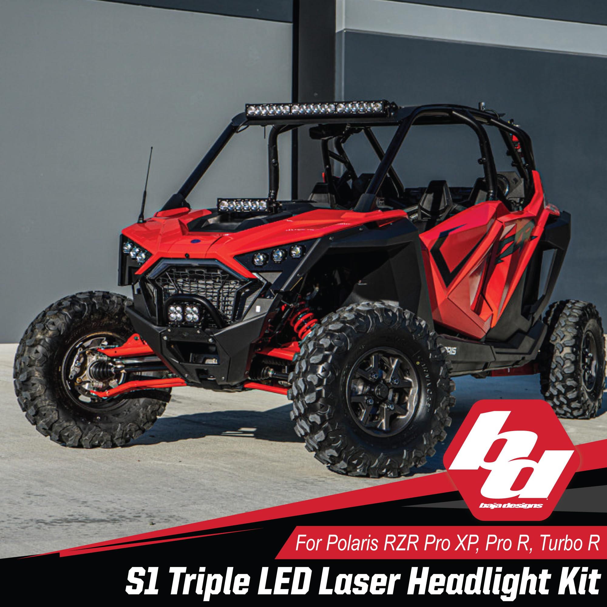 Baja Designs S1 Laser Headlight Kit Triple for Polaris RZR Pro XP and Turbo R (Multi-Pattern, Clear)