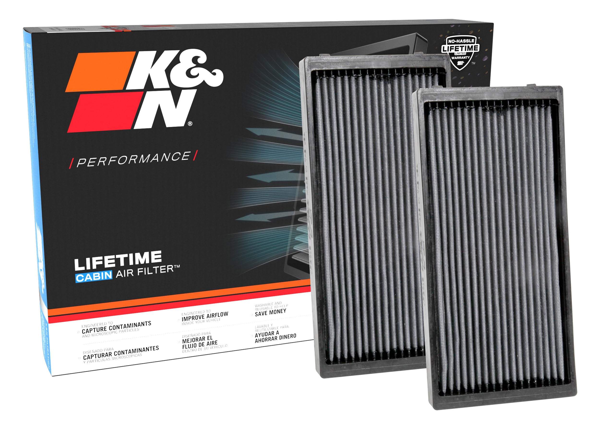Cabin Air Filter K&N LIFETIME: Premium, Washable, Clean Air for your Cabin: Compatible with 2000-2018 BMW: X5, X6, Z3, VF3019