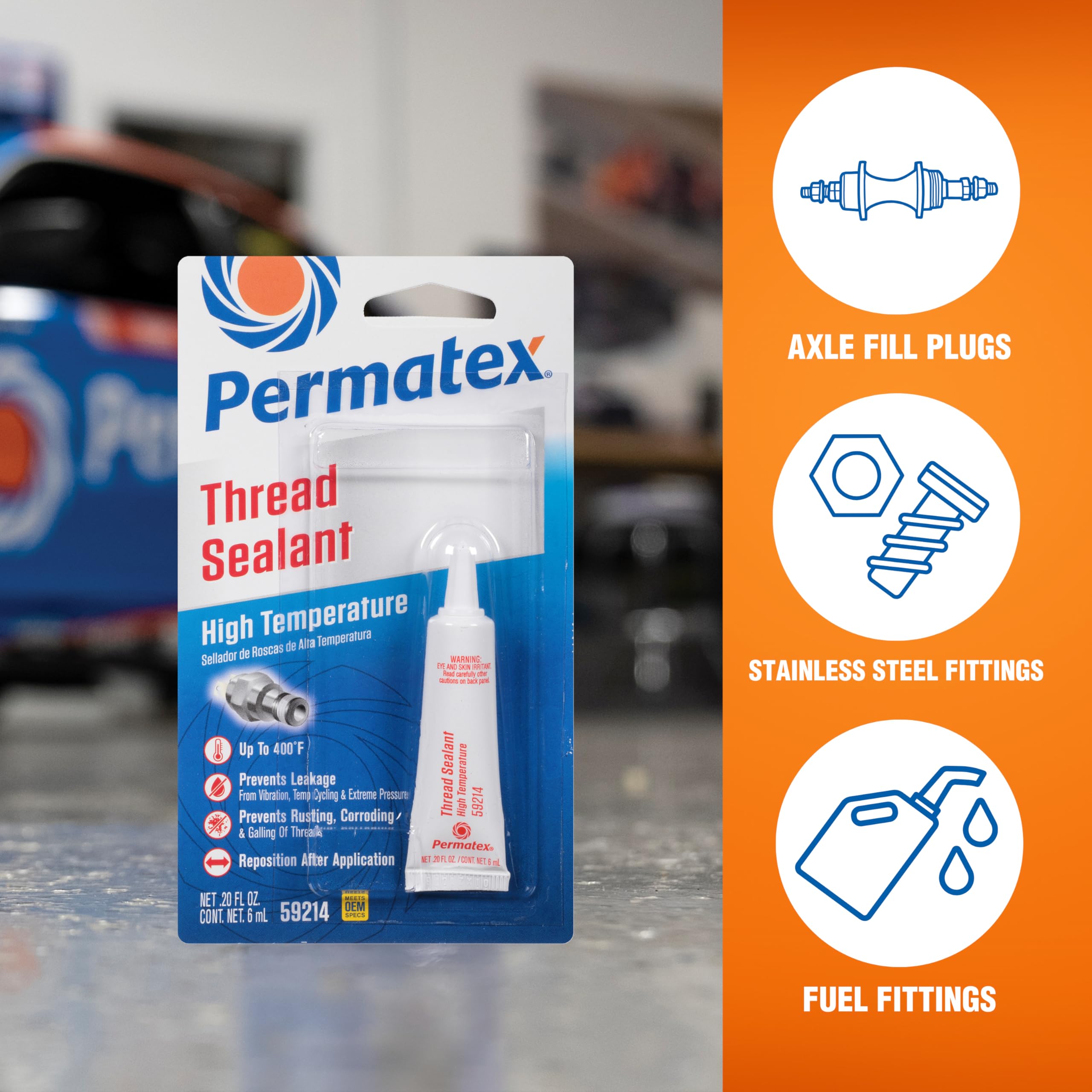 High Temperature Permatex 59214 Thread Sealant, 6 ml Tube, Pack of 1