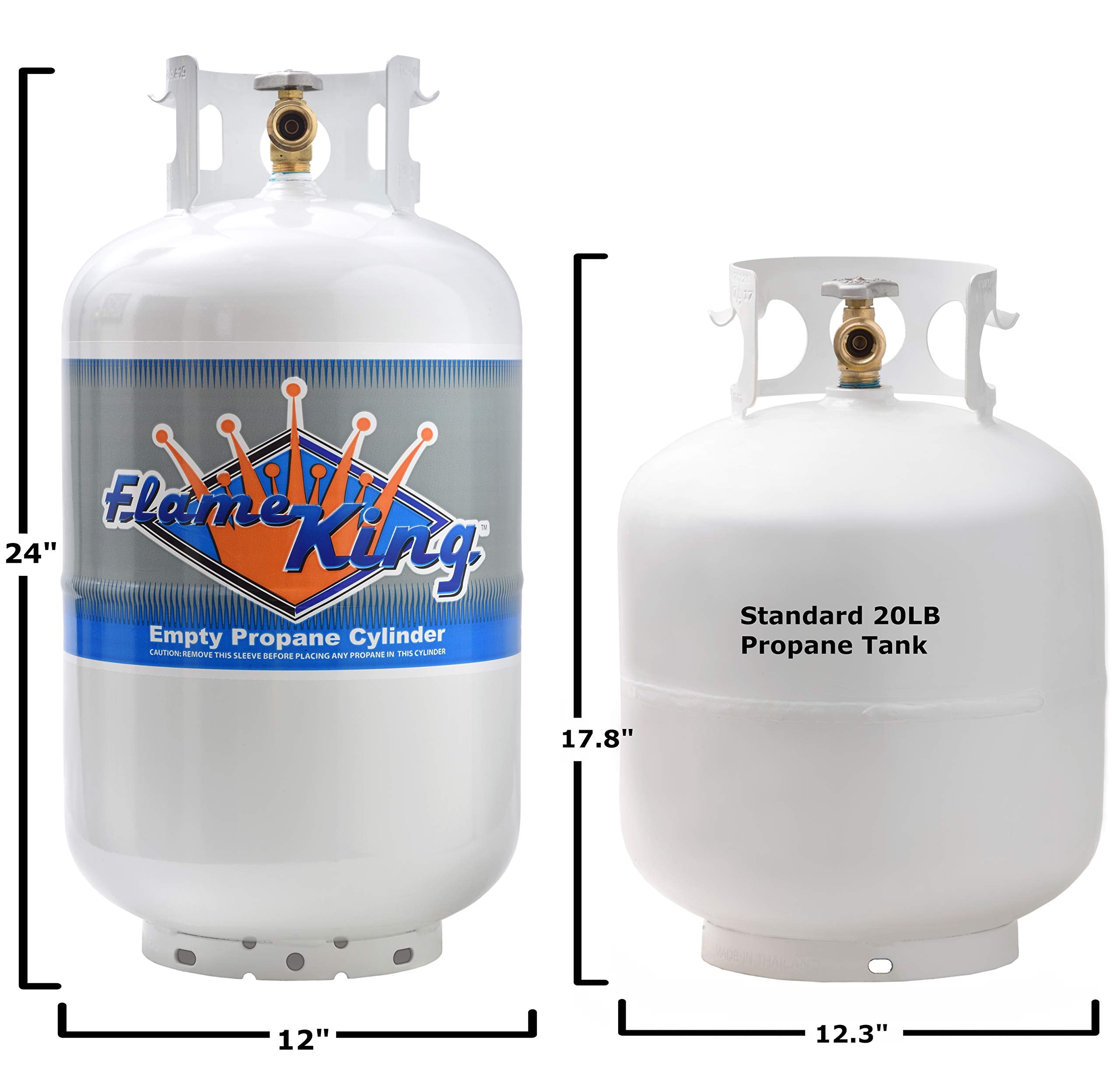 30 Pound Flame King YSN-301 Steel Propane Tank Cylinder with Type 1 Overflow Protection Device Valve DOT and TC Compliant