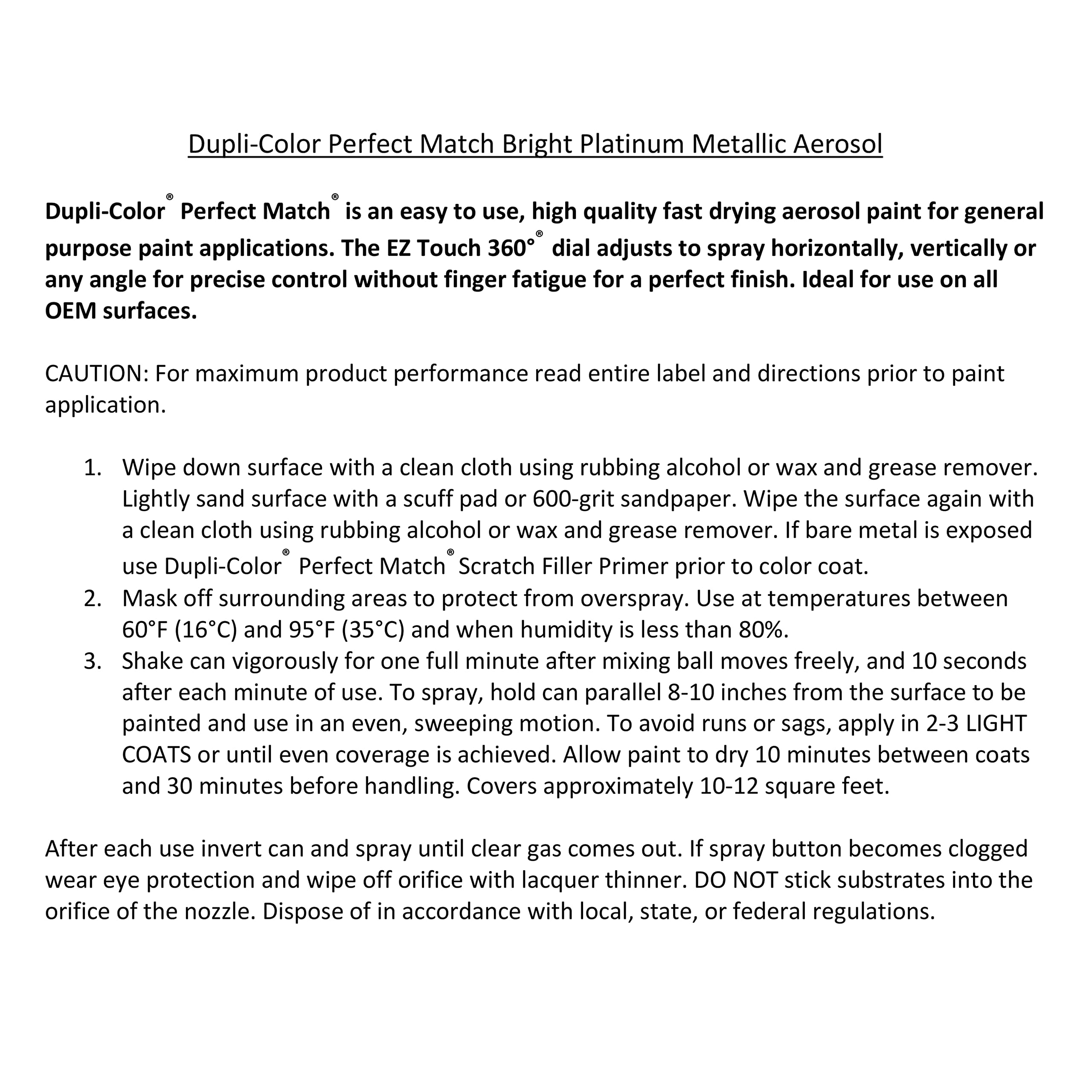 Chrysler Bright Platinum Metallic Dupli-Color EBCC04177 Perfect Match Automotive Spray Paint – PS4/MS4 – 8 oz. Aerosol Can