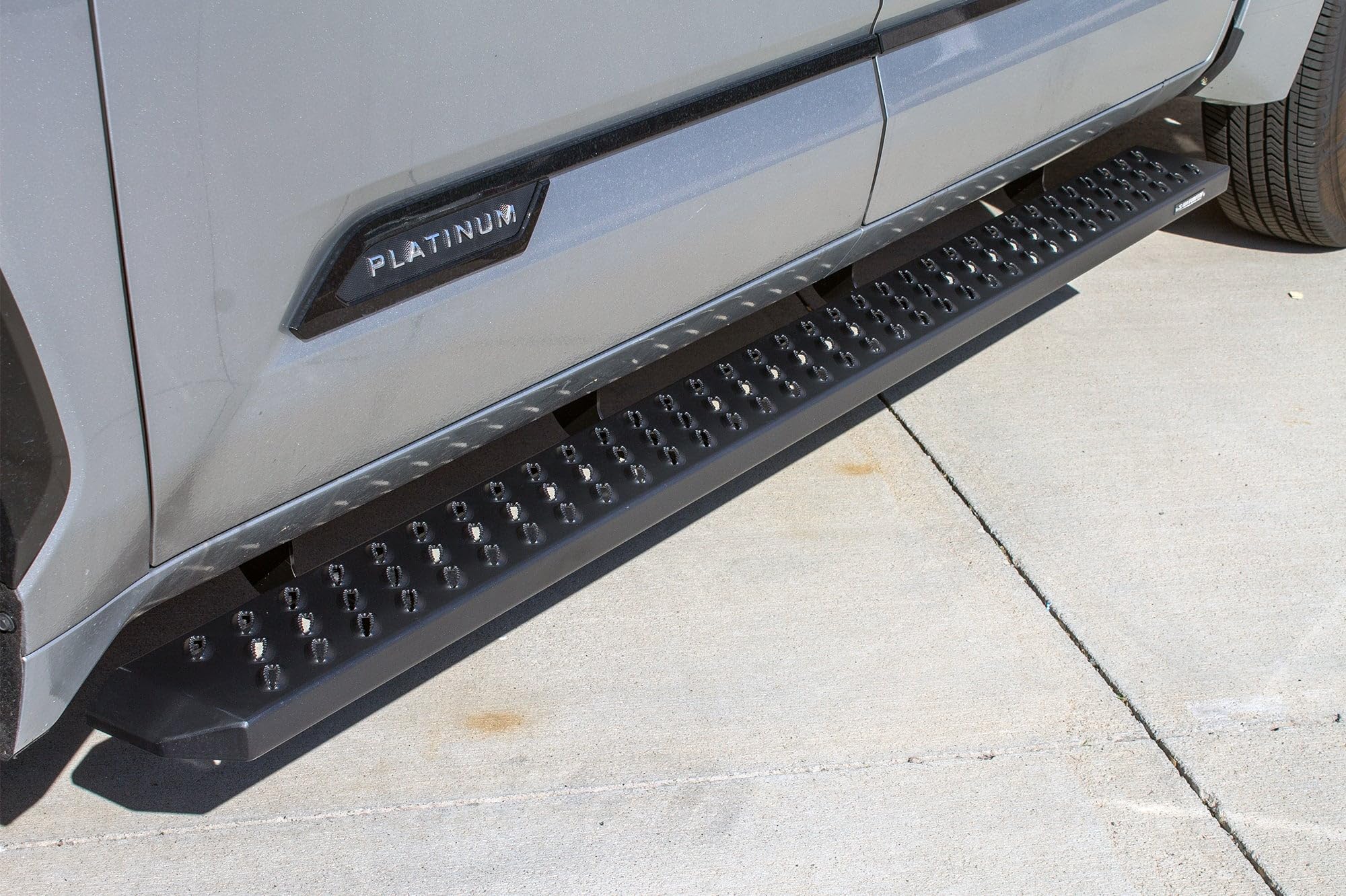 Raptor Series Running Boards 6.5in Wide Sawtooth Grip Black Aluminum Steps Compatible with 2022-2026 Tundra Crew Max Cab