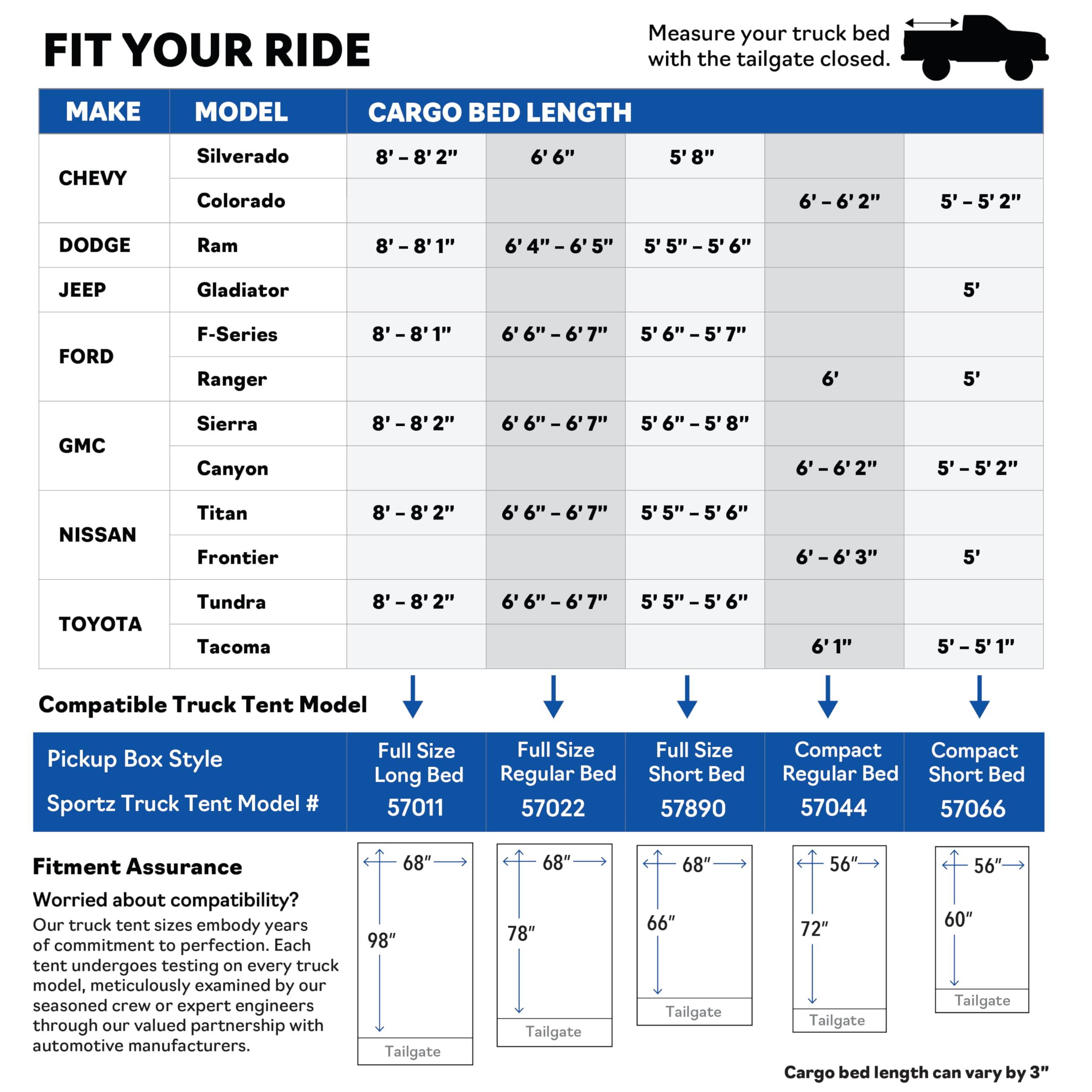 Sportz Truck Tent Napier | Pickup Truck Bed Camping Tent | Full Rainfly | Sturdy and Spacious 2-Person Truck Tent | Easy 15-Minute Setup | Blue/Gray