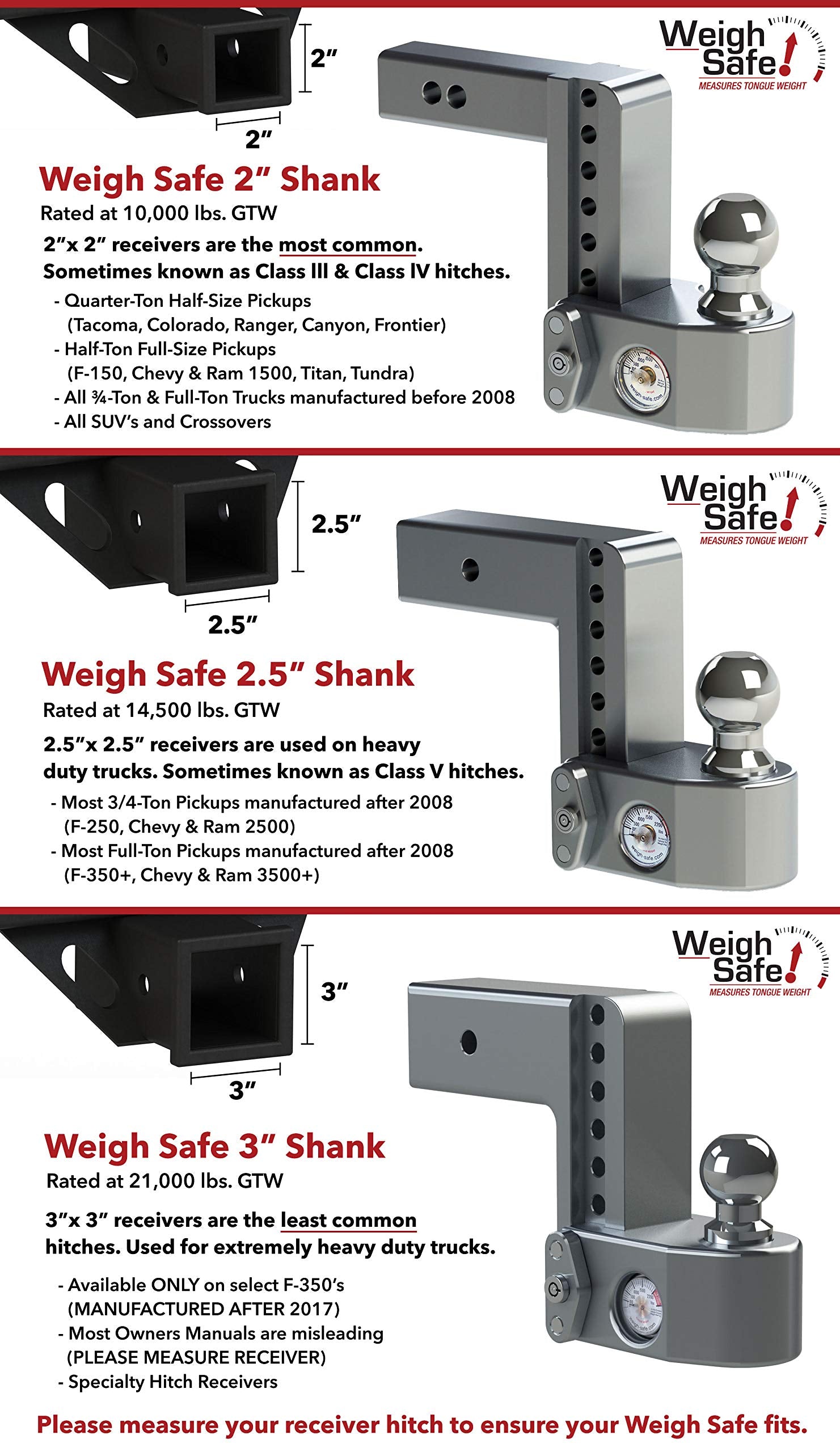6in Weigh Safe Drop Hitch W/ 2in Shank (8k/10k Gtwr) - Black