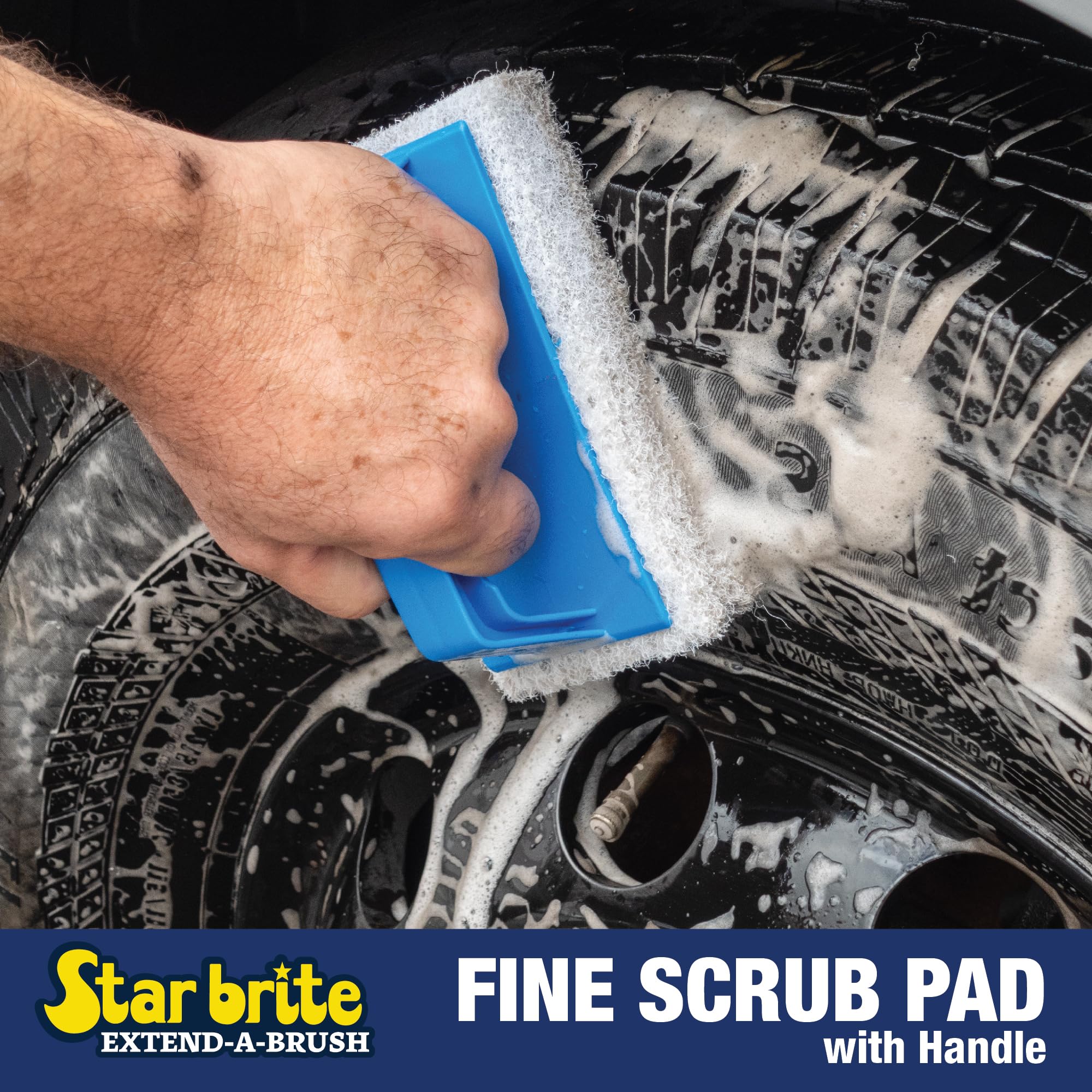 Scrub Pad STAR BRITE with Handle (Fine) White (040129)
