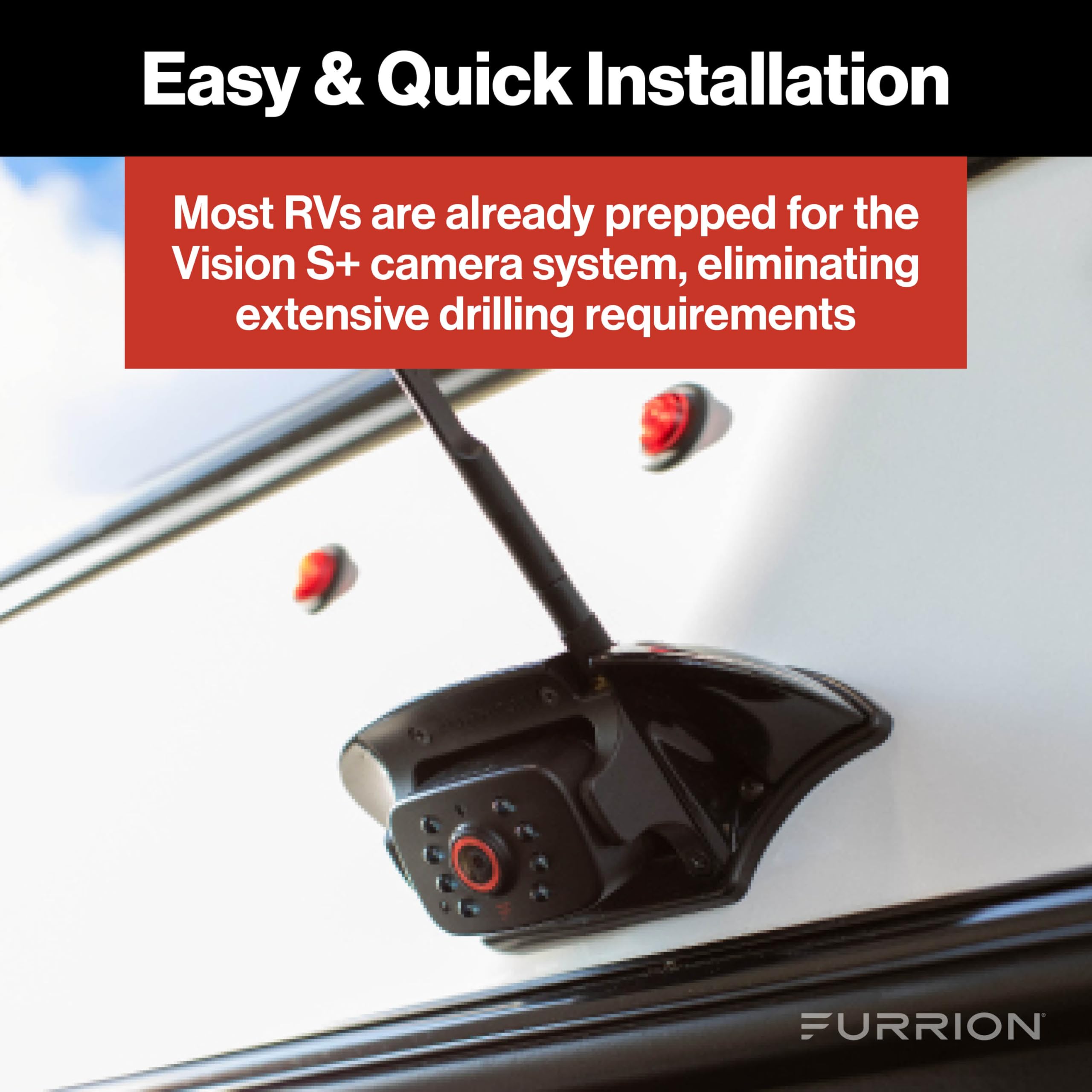 Furrion Vision S+ Observation System RV with 7" Monitor, Sharkfin, Infrared Night Vision, Live Streaming, Wide Viewing Angle - FOS7HTASF