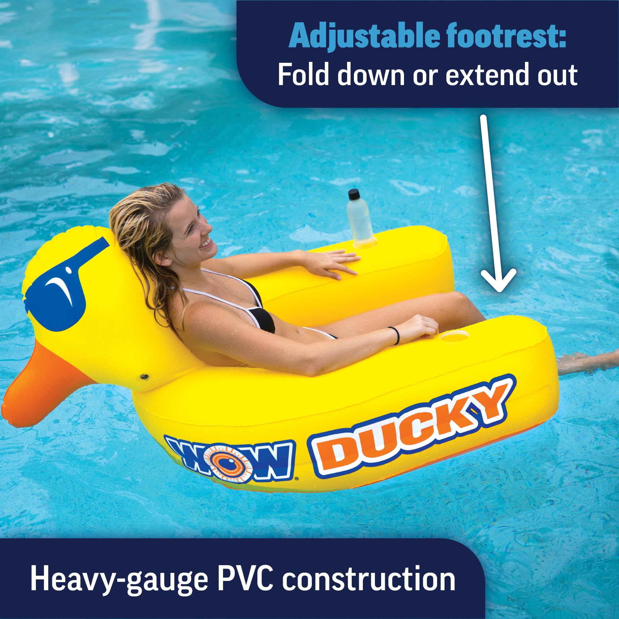Ducky Lounge WOW Sports 1 Person Inflatable Float Seat with Flip Out Foot Rest, 19-2000