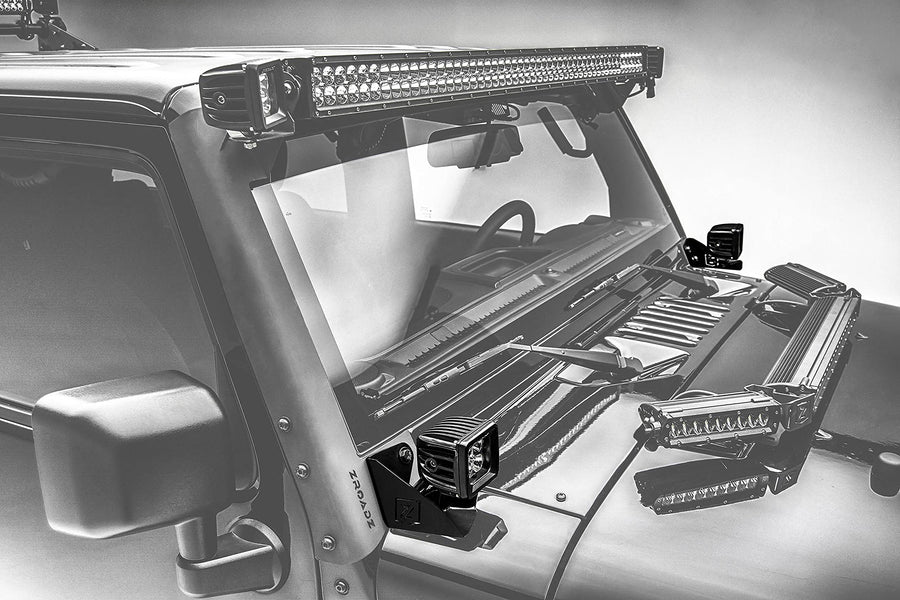 Jeep JK A Pillar LED Kit 2007-2018 with (2) 3 Inch LED Pod Lights - PN #Z374814-KIT