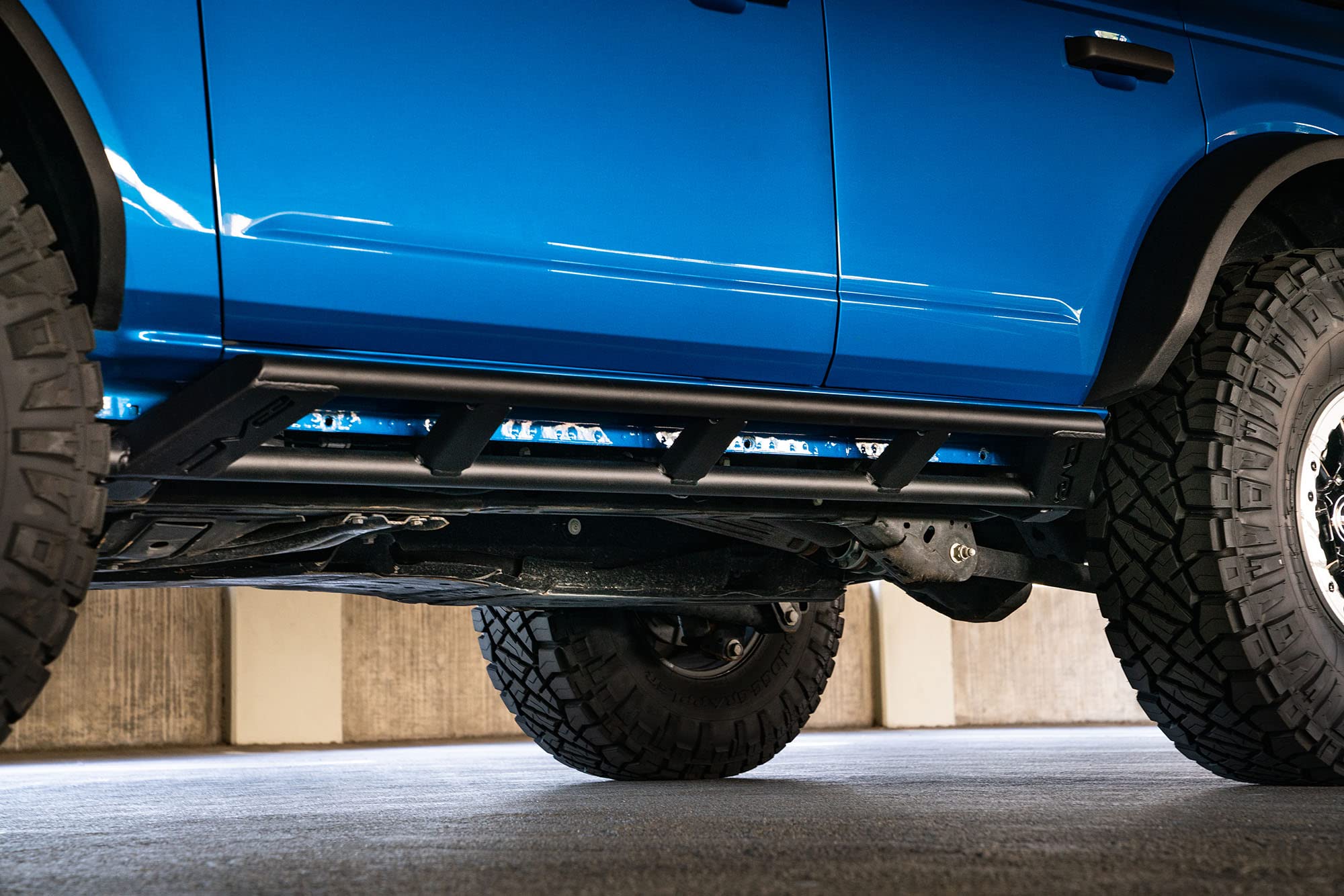 Rock Sliders FS-15 Series for 2021-2024 Ford Bronco | Ladder Design | Protects Frame and Undercarriage | Plated Ends | Black Finish | DV8 Offroad