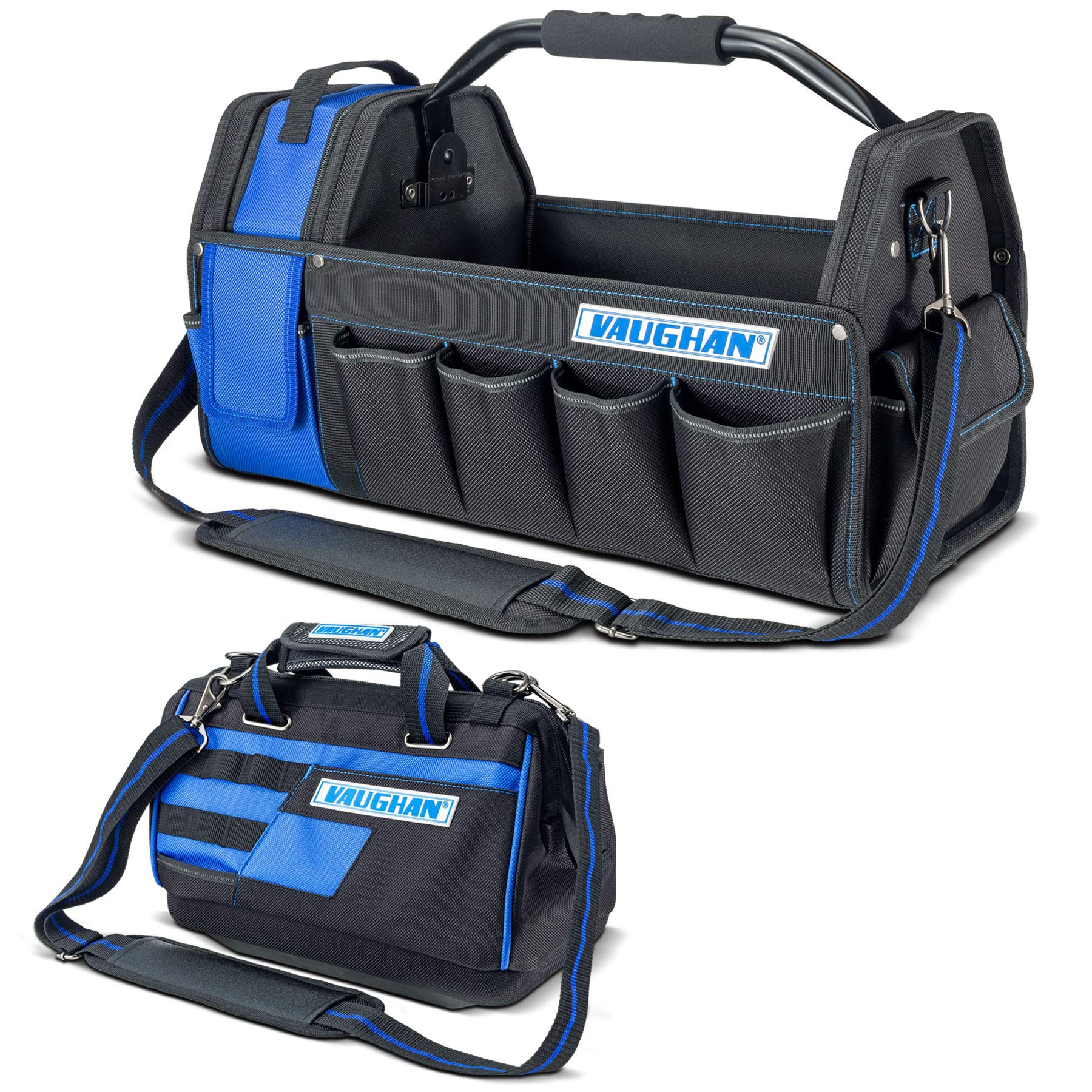 2 Piece Vaughan Tool Bag Set 20 in. Tool Tote and 13 in. Wide Mouth Bag - 240155, Blue