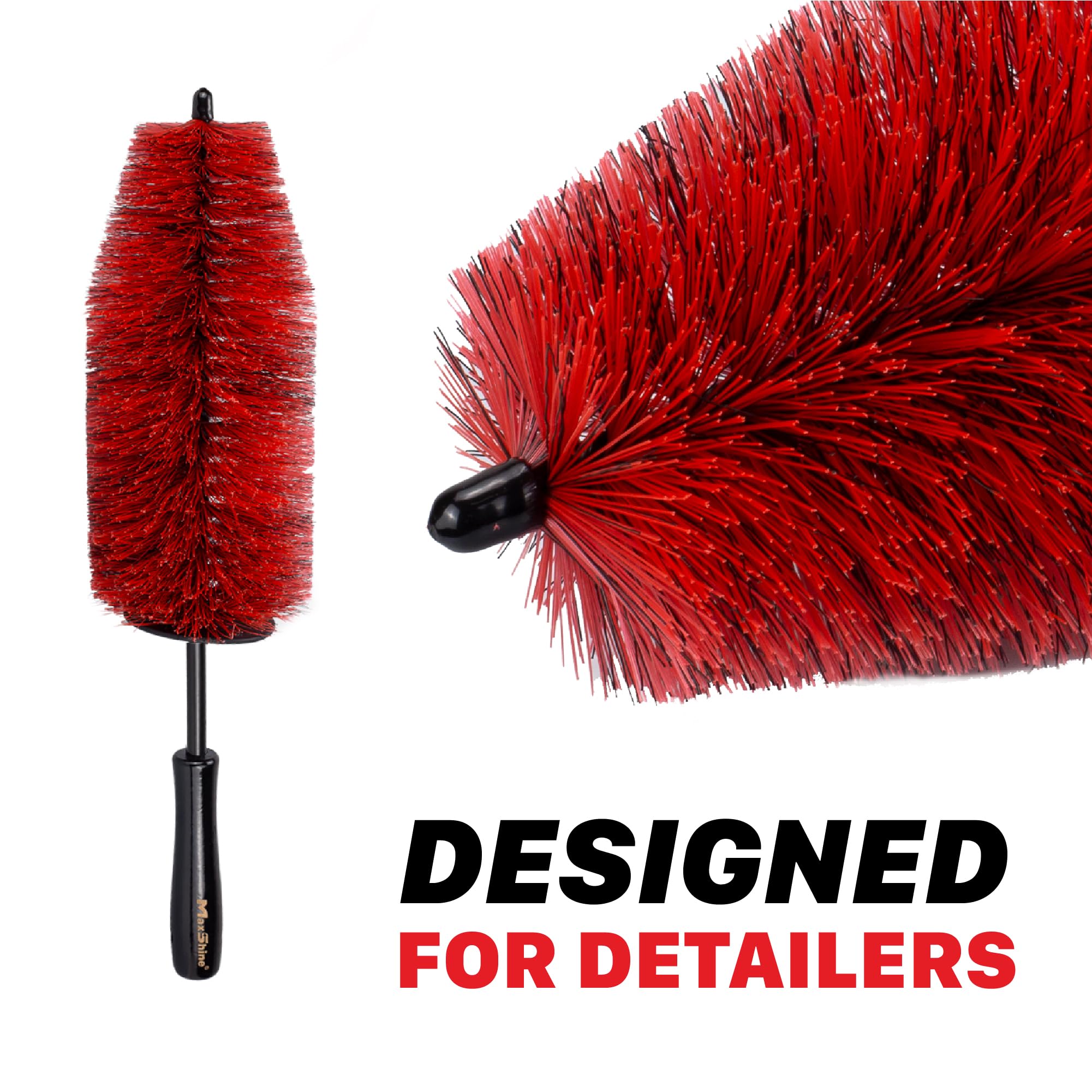 6” Maxshine Universal Bristle Wheel & Rim Brush | Short PP Handle with Soft Durable Bristles | Quick, Safe & Cleaning Tool for Wheels, Rims, Exhausts & Engine Bays | Detailing for Cars, Trucks & SUVs