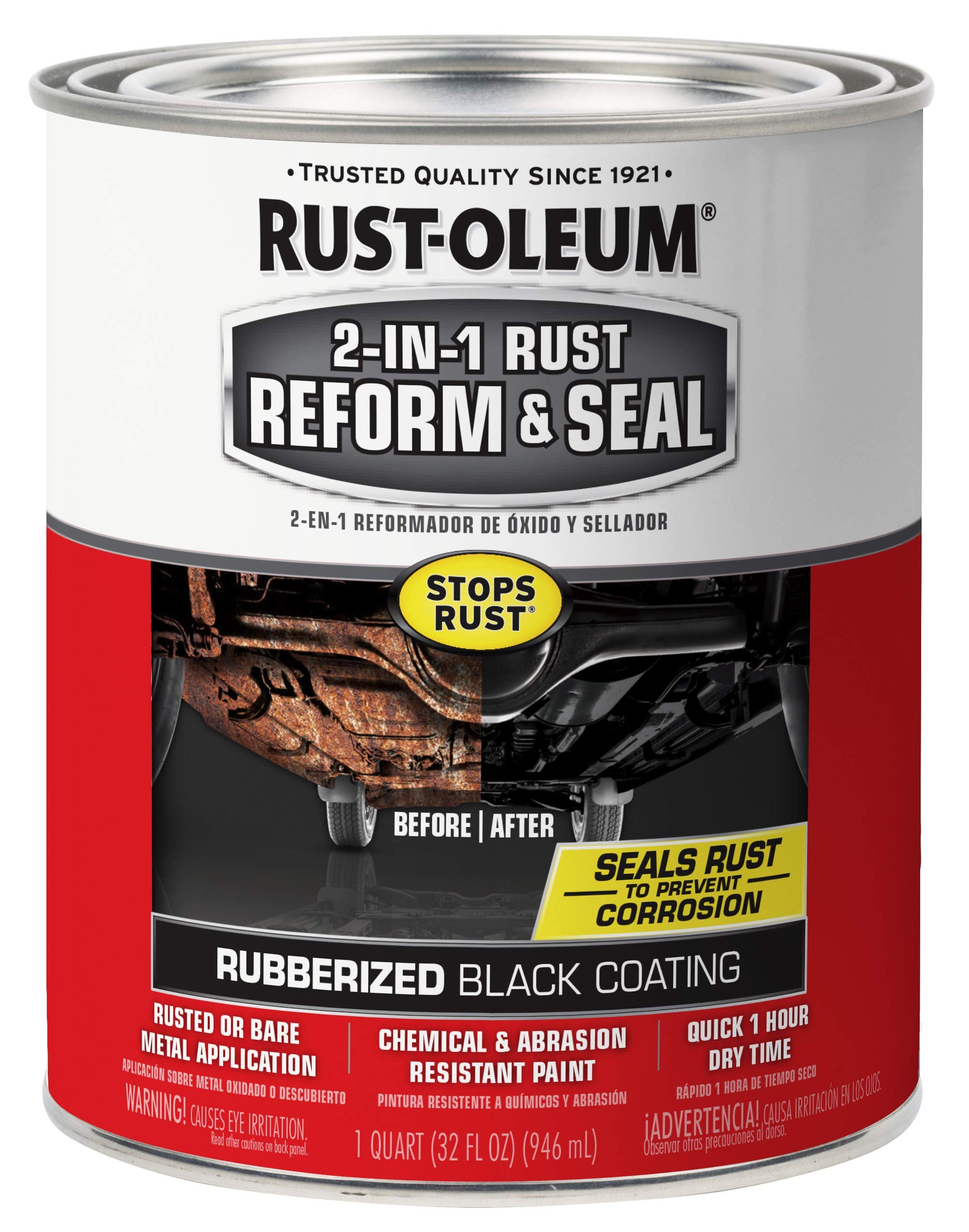 Rust-Oleum Automotive 2-in-1 Rust Reform & Seal, Black Quart