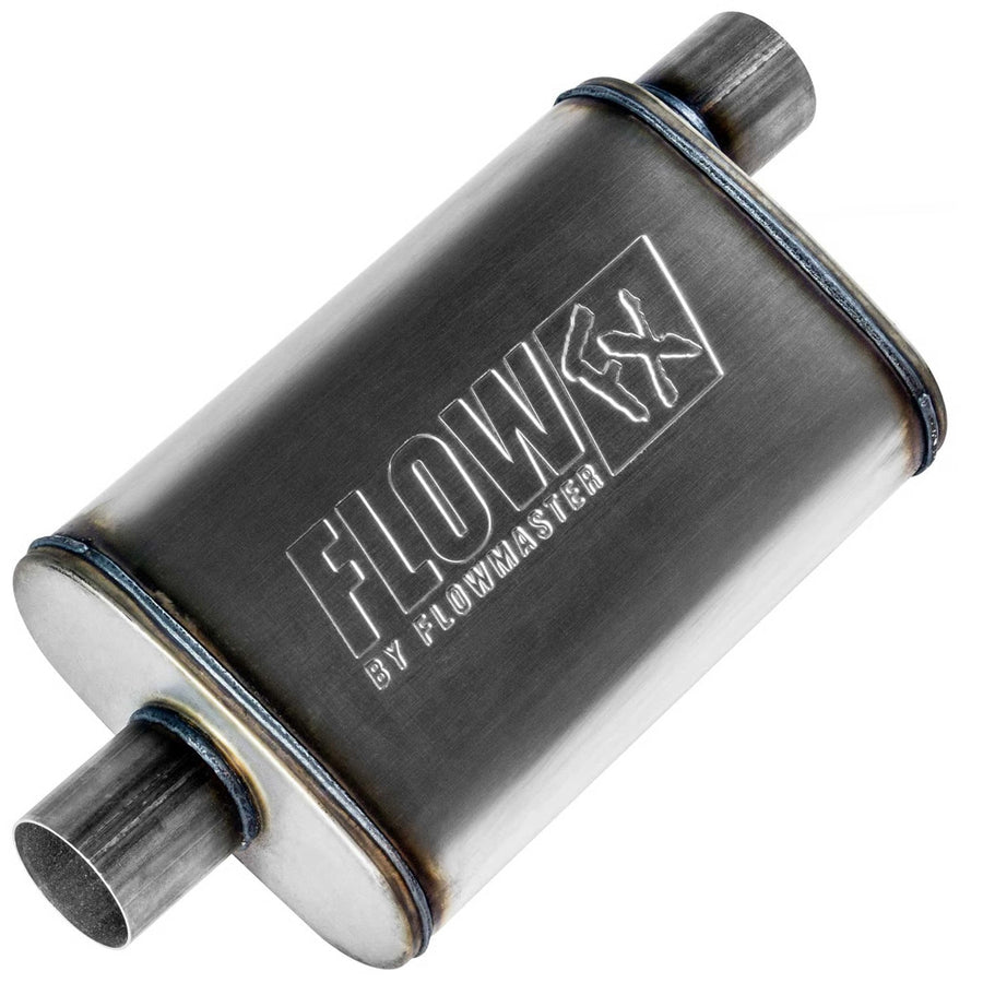 Flowmaster Chambered Muffler Flow FX – 2.50” Offset In / 2.50” Center Out – Moderate Sound – Stainless Steel – Affordable Performance for Modern Trucks, Muscle Cars & Daily Drivers (71226)