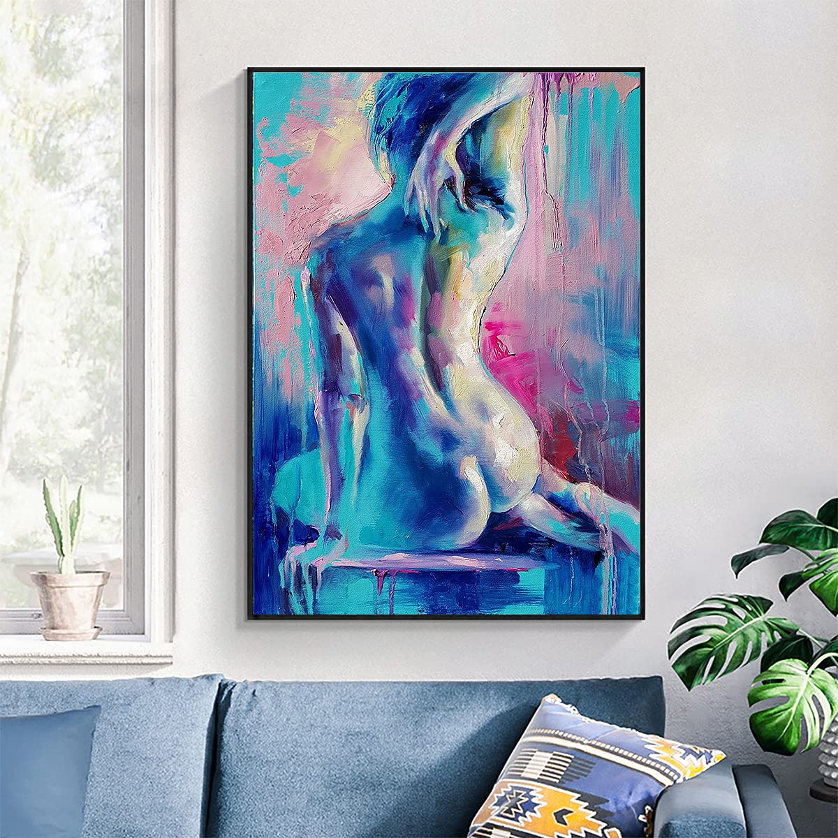Art Female Figure Print Wall Canvas Printing Decoration Living Room Kitchen Bedroom (12x16in-unframed)