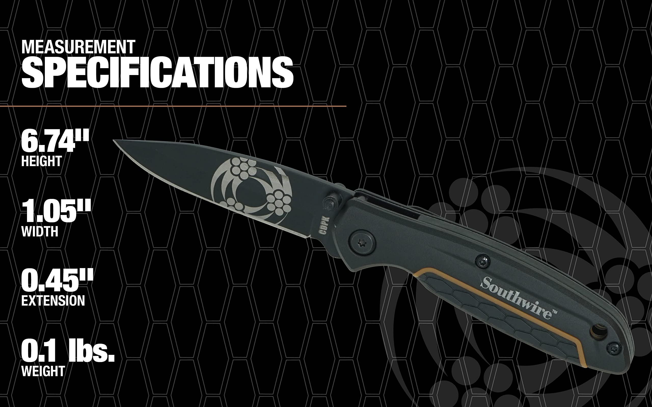 Compact Southwire CDPK Pocket Knife; 2.88" blade; 8CR13MOV Stainless Steel- drop point blade for everyday use