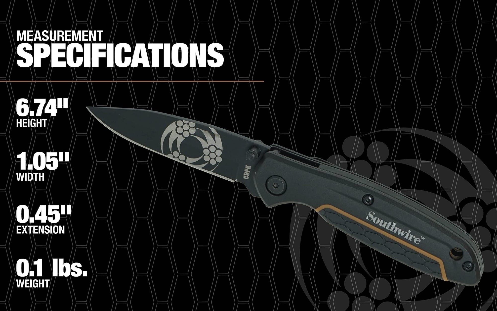Compact Southwire CDPK Pocket Knife; 2.88" blade; 8CR13MOV Stainless Steel- drop point blade for everyday use