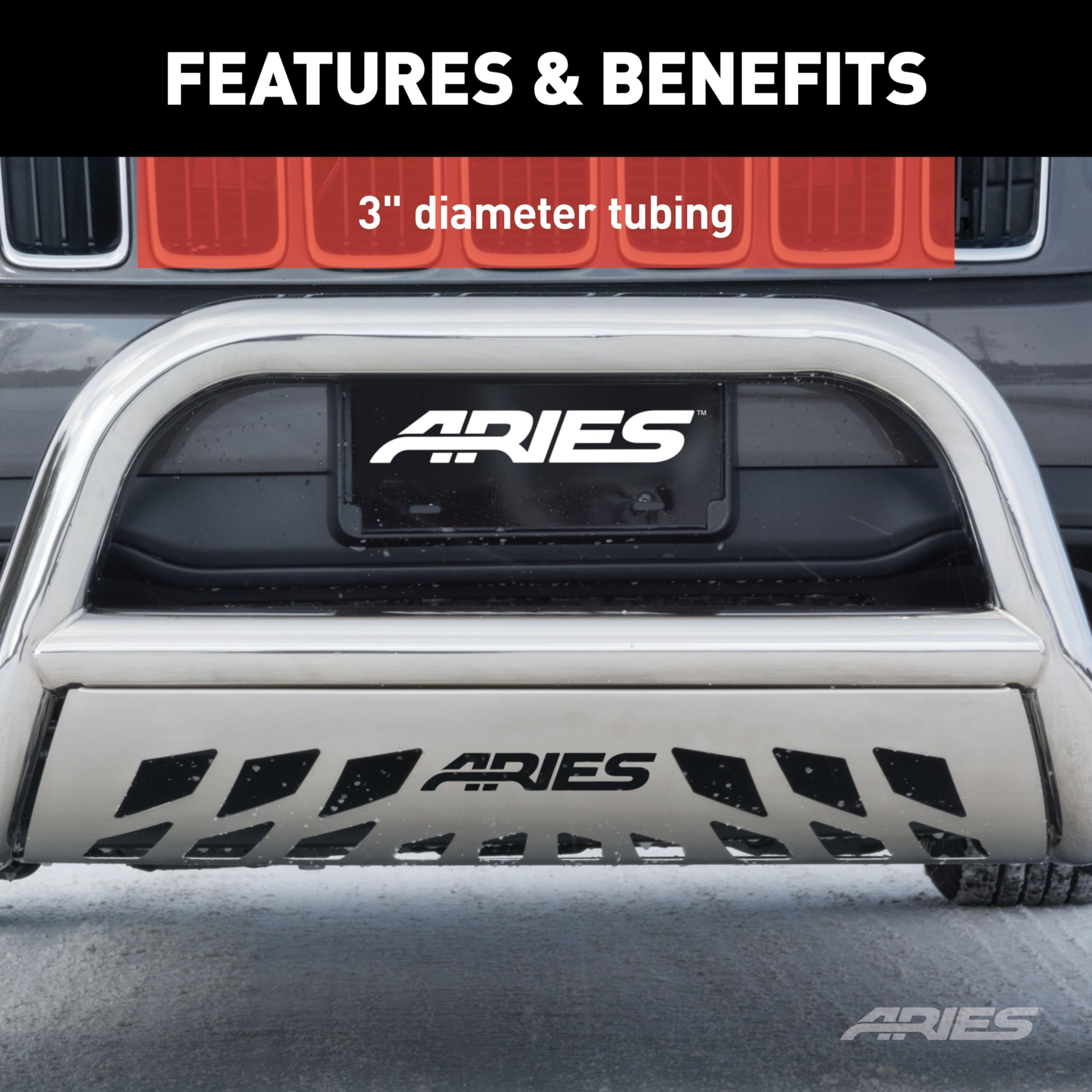 2-1/2-Inch Polished Stainless Steel Bull Bar ARIES, Select Jeep Grand Cherokee