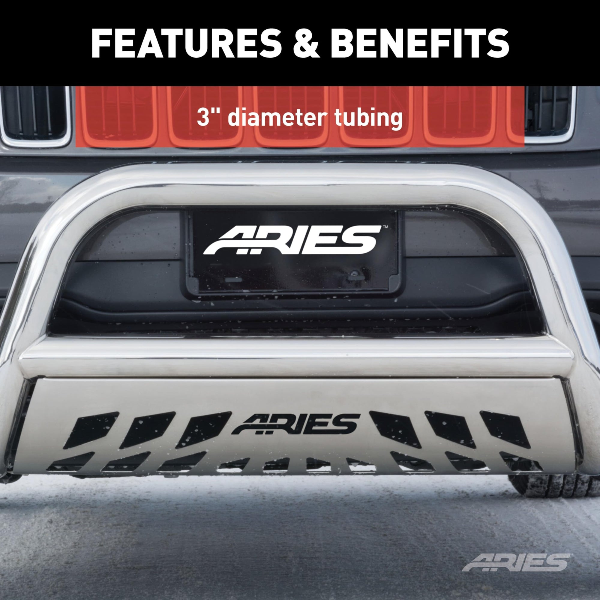 2-1/2-Inch Polished Stainless Steel Bull Bar ARIES, Select Jeep Grand Cherokee