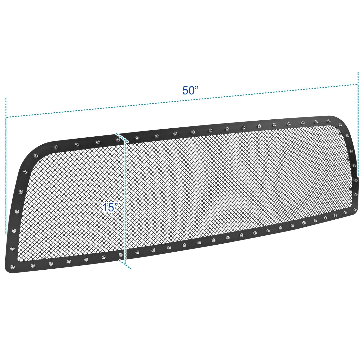 Rivet Style Black Studded S/S Mesh Hood Grille Insert Spec-D Tuning Compatible with Dodge Ram 2500 3500 2013-2018
