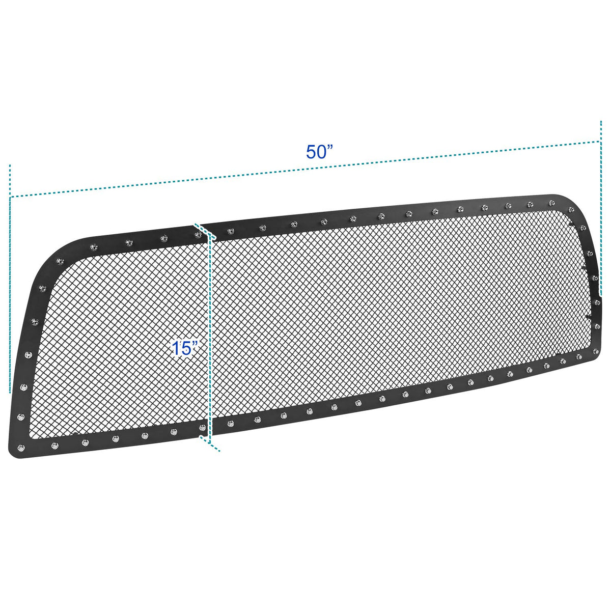Rivet Style Black Studded S/S Mesh Hood Grille Insert Spec-D Tuning Compatible with Dodge Ram 2500 3500 2013-2018