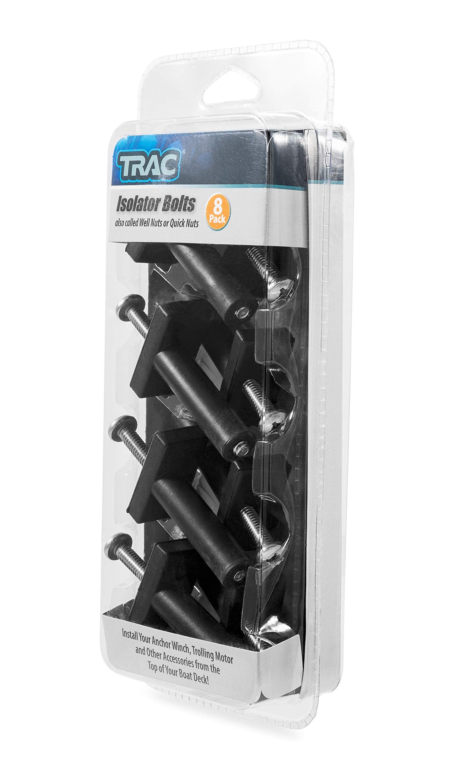 Trac Outdoors Bolts Isolator, 8-Pack - Protects Your Boat from Vibrations - Easily Install Your Anchor Winch, Trolling Motor or Other Accessories to Your Boat Deck (69061)