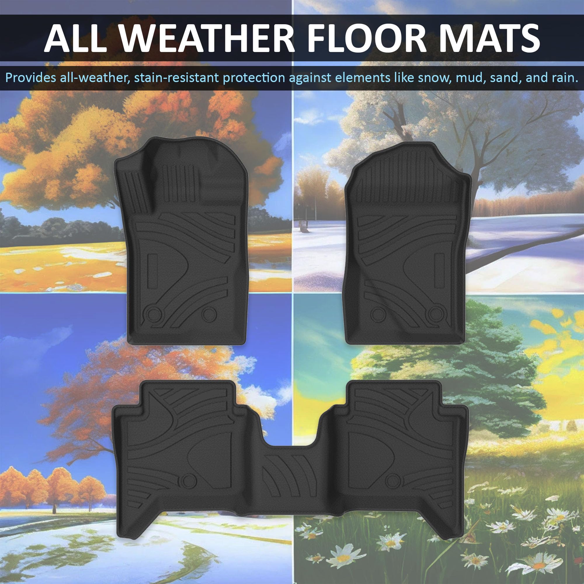 TOTALINER Black Horse Heavy Duty Floor Mat Anti-Skid Black 1.37'' Thickness Compatible with 2023-2025 Ford Ranger SuperCrew Cab-FMFRA23