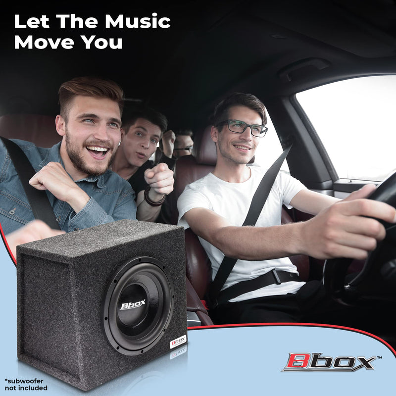 Single Bbox 10 Inch Subwoofer Sealed Enclosure - Car Subwoofer Box & Enclosures - Premium Subwoofer Box Improves Audio Quality, Sound & Bass - Red & Black Spring Terminals - Charcoal