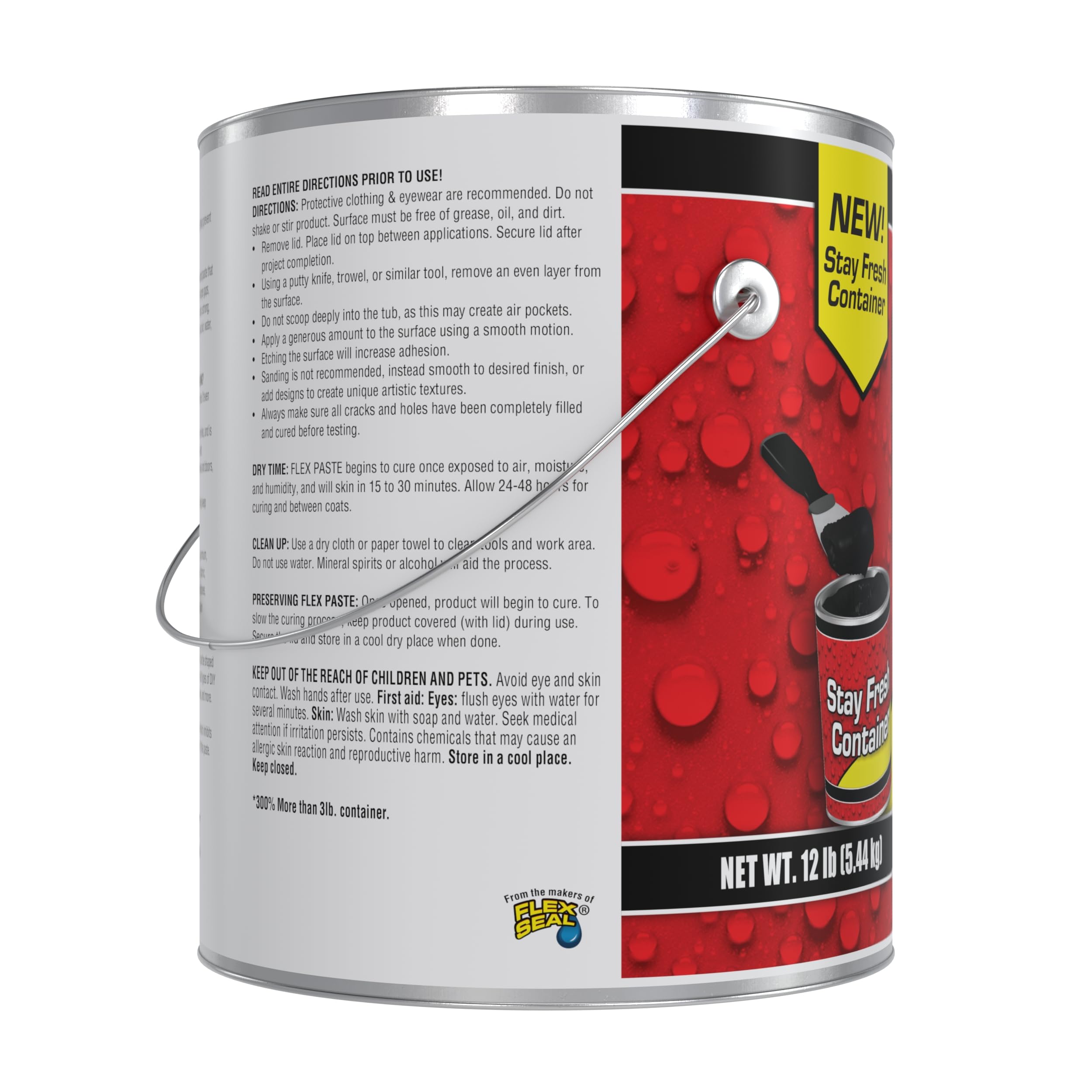 Flex Paste, Waterproof Putty Paintable Sealant, Fill Gaps Cracks Holes - Block Out Water and Air - UV Resistant - Walls, Drywall, EPDM, Concrete, Roof, RV Repairs, Black, MAX