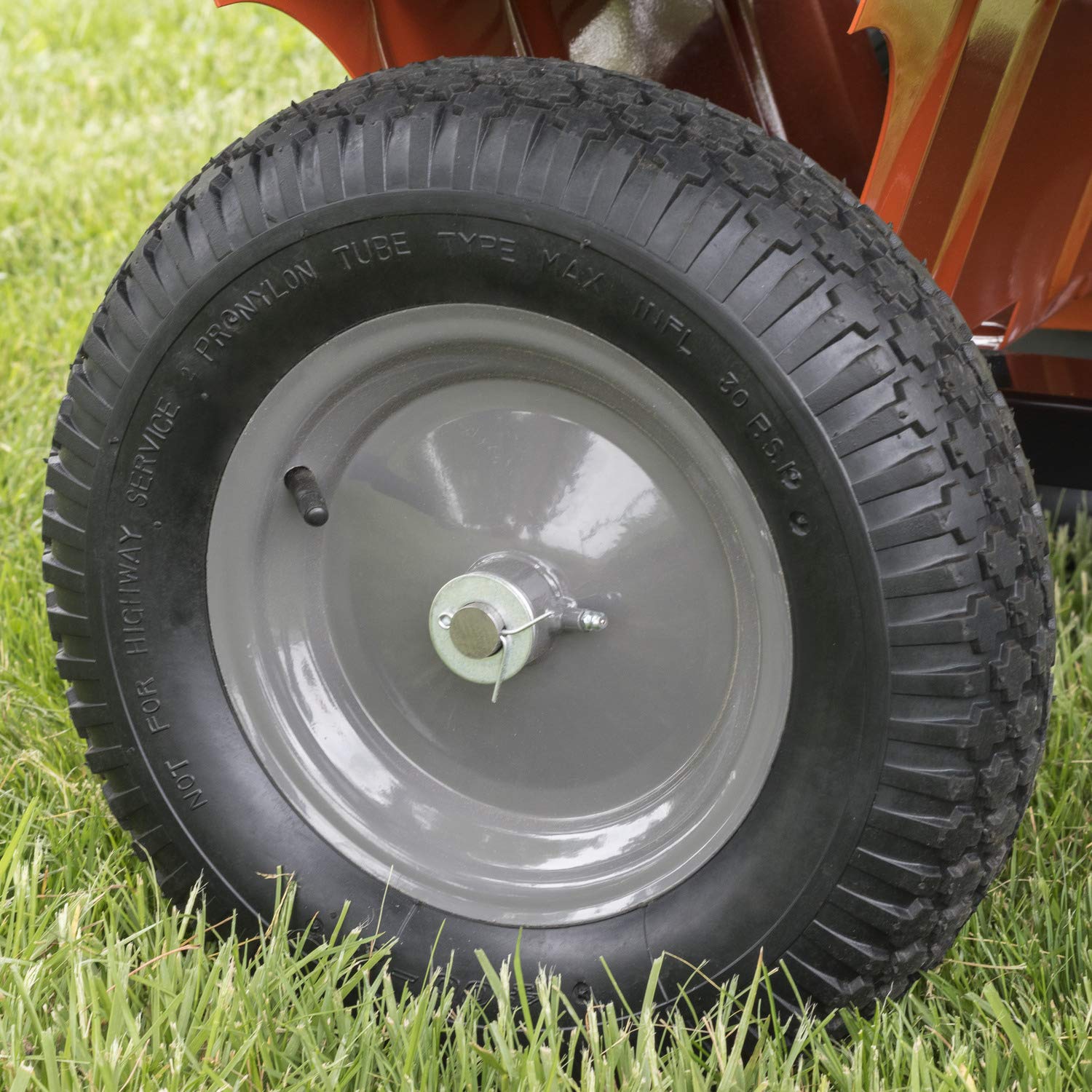 Tow Behind Agri-Fab 45-0533 650 lbs Poly Dump Cart, 10 CU. FT.; Lawn & Garden Trailer for Lawn Mowers, 16" Pneumatics Tires, Easy to Use Foot Pedal Dumping Lever