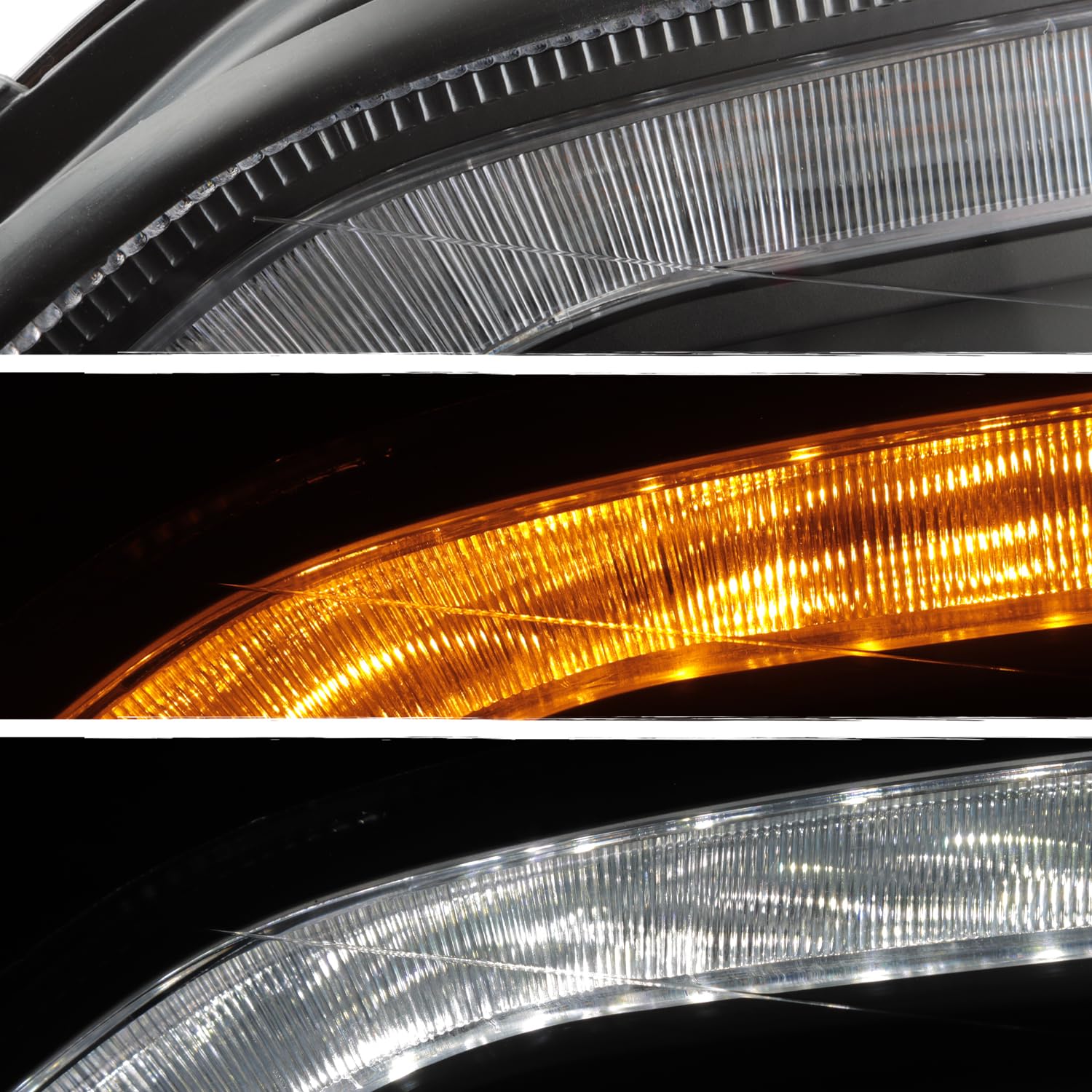 AKKON - 2008-2017 Fit Kenworth T660 08-17 LED DRL Switchback Projector Headlight Black Assembly Driver + Passenger Set
