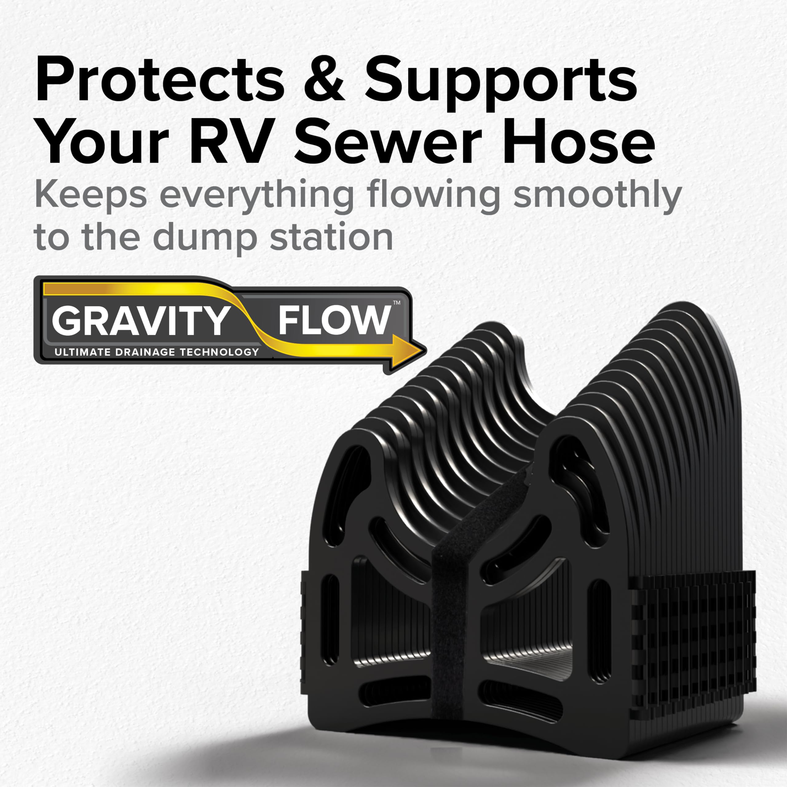 30-Ft Camco Sidewinder RV Sewer Hose Support - Flexible Telescoping Design for Avoiding Obstacles & Deep Cradles Secure RV Sewer Hose - Out-of-The-Box Ready & Folds for RV Storage (43061)
