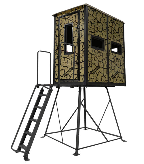 Box Blind Striker W/Elite 5' Tower/Steel Wall CONSTUCTION/Cracked MUD CAMO