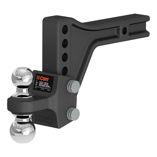 CURT Adjustable Trailer Hitch Ball Mount with Dual Ball, 2" Shank, Up to 15,000 lbs 45935