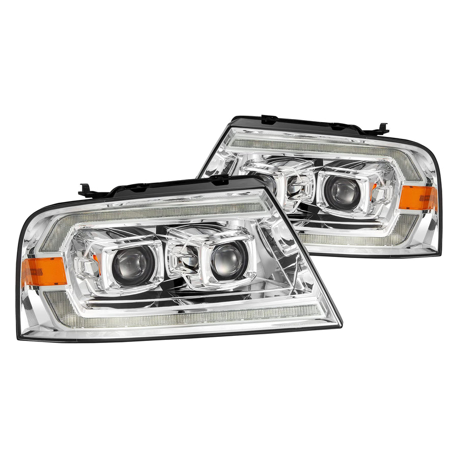 PRO-Series AlphaRex 04-08 Ford F150 Projector Headlights Black w/Sequential Signal and DRL