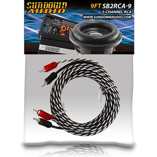 2 Channel Sundown Audio SB2-9 RCA Cable - 9FT Stereo Audio Interconnect, Twisted Pair, Solid Conductor, High-Fidelity Sound, Rugged PVC Jacket for Car & Home Theater