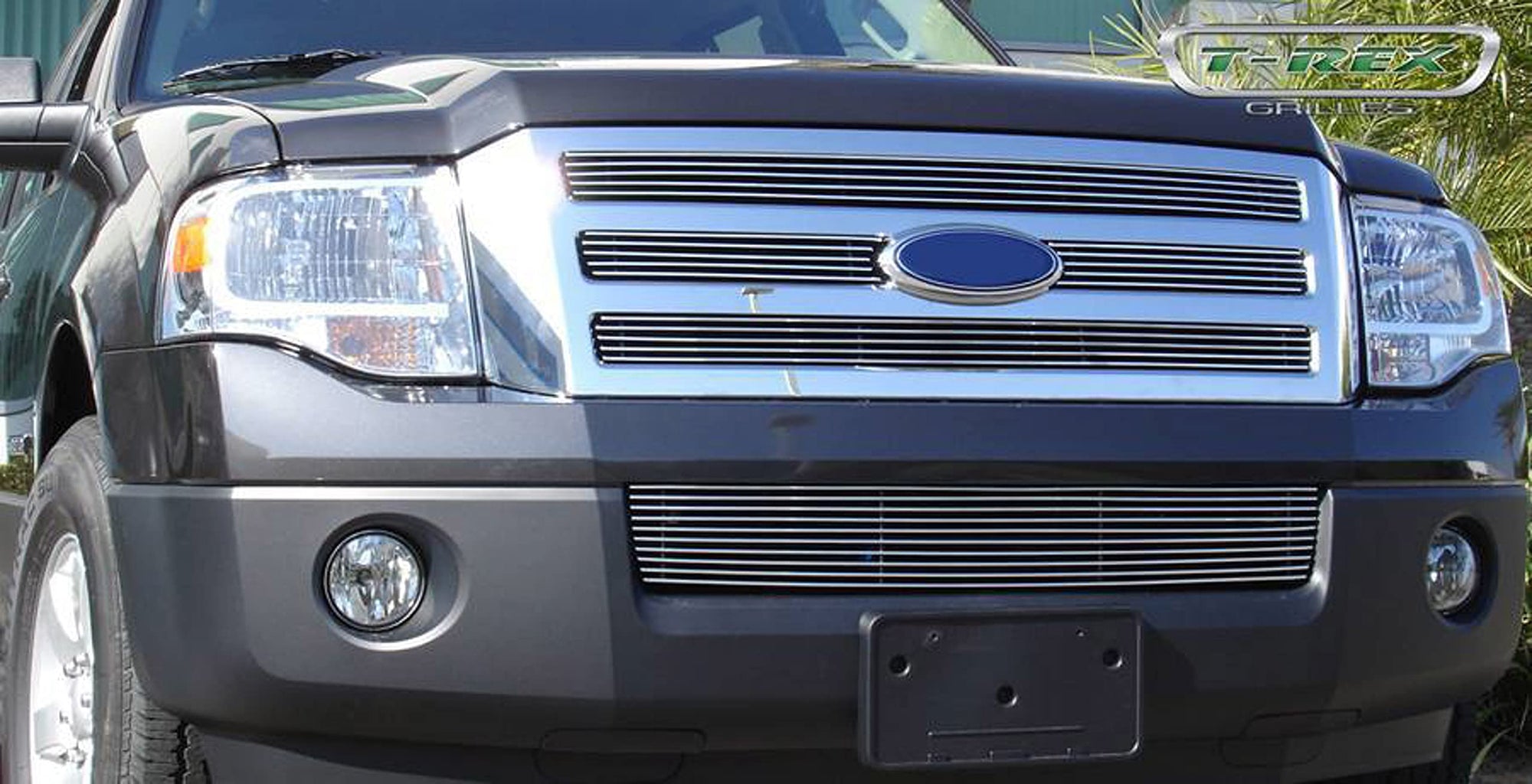 Horizontal T-Rex 21594 Aluminum Polished Finish Billet Grille Bolt-on for Ford Expedition