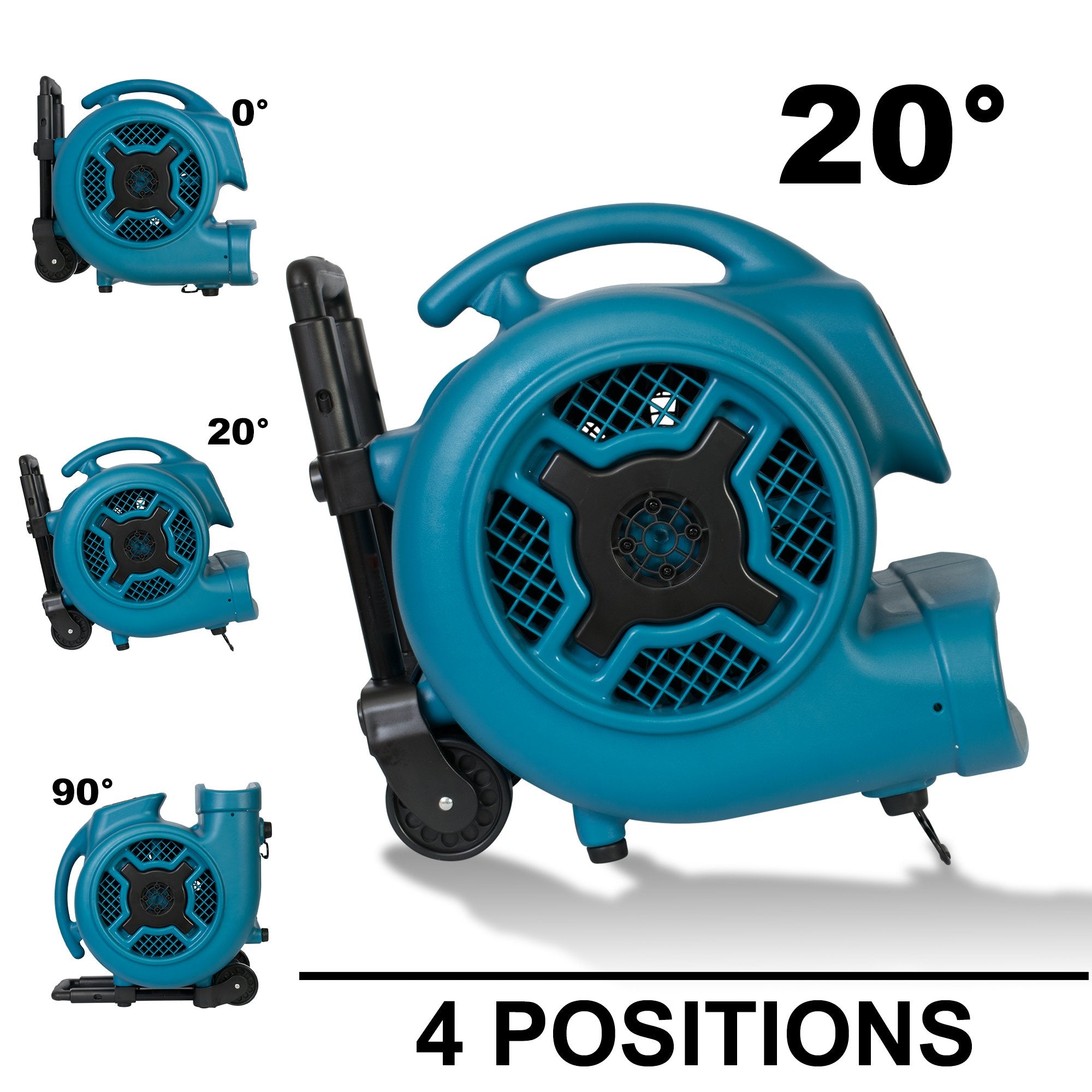 XPOWER Pro X-830H 1 HP 3600 CFM Centrifugal Air Mover, Carpet Dryer, Floor Fan, Blower, Telescopic Handle and Wheels, for Water Damage Restoration, Janitorial, Plumbing, Home Use