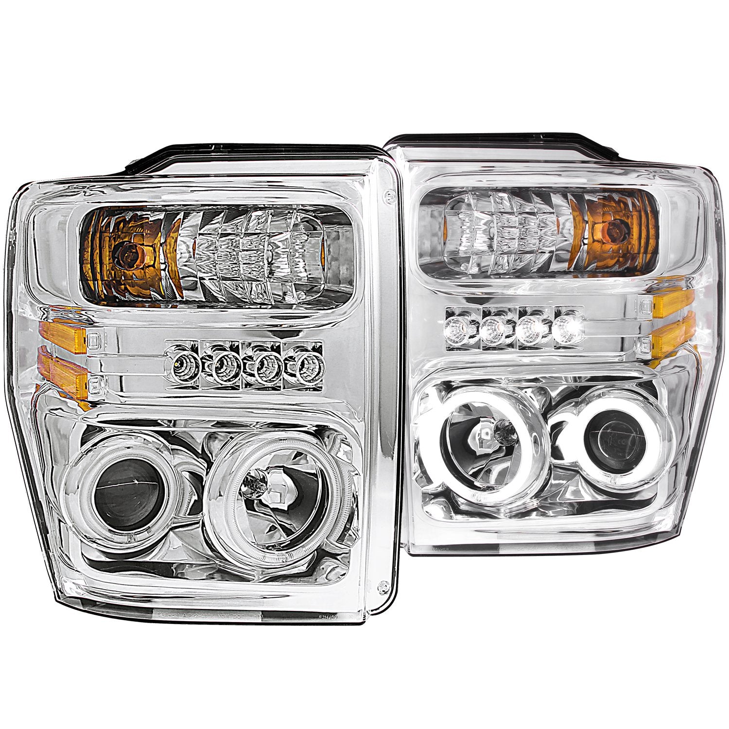 Ford Super Duty Anzo USA 111129 Chrome Projectors with Halos Headlight Assembly - (Sold in Pairs)